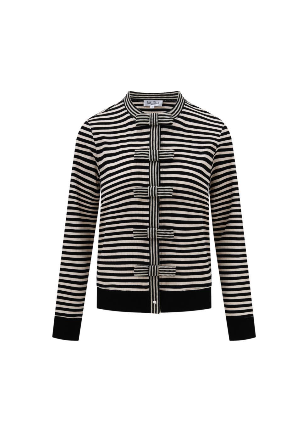 Ribbon-Tie Striped Cardigan Product Image