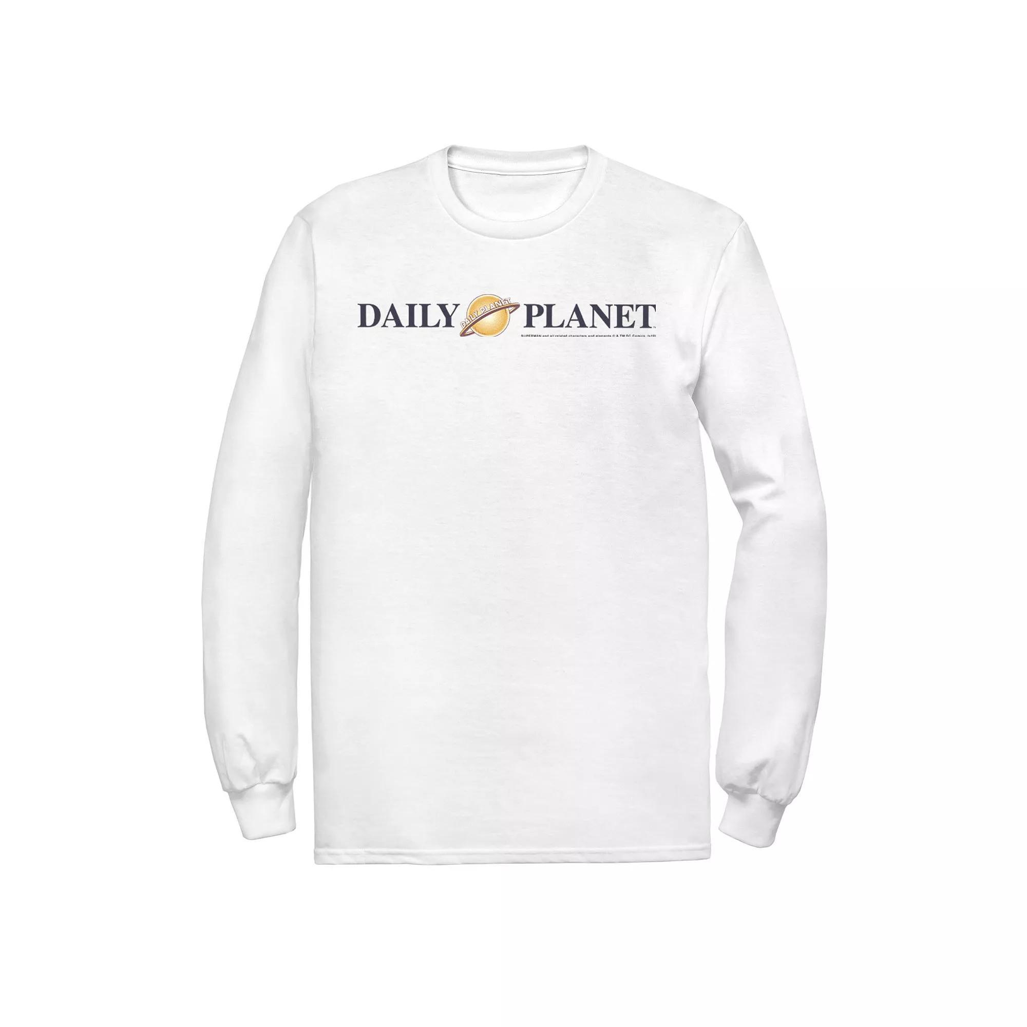 Men's DC Comics Superman Daily Planet Logo Long Sleeve Graphic Tee, Size: Small, White Product Image