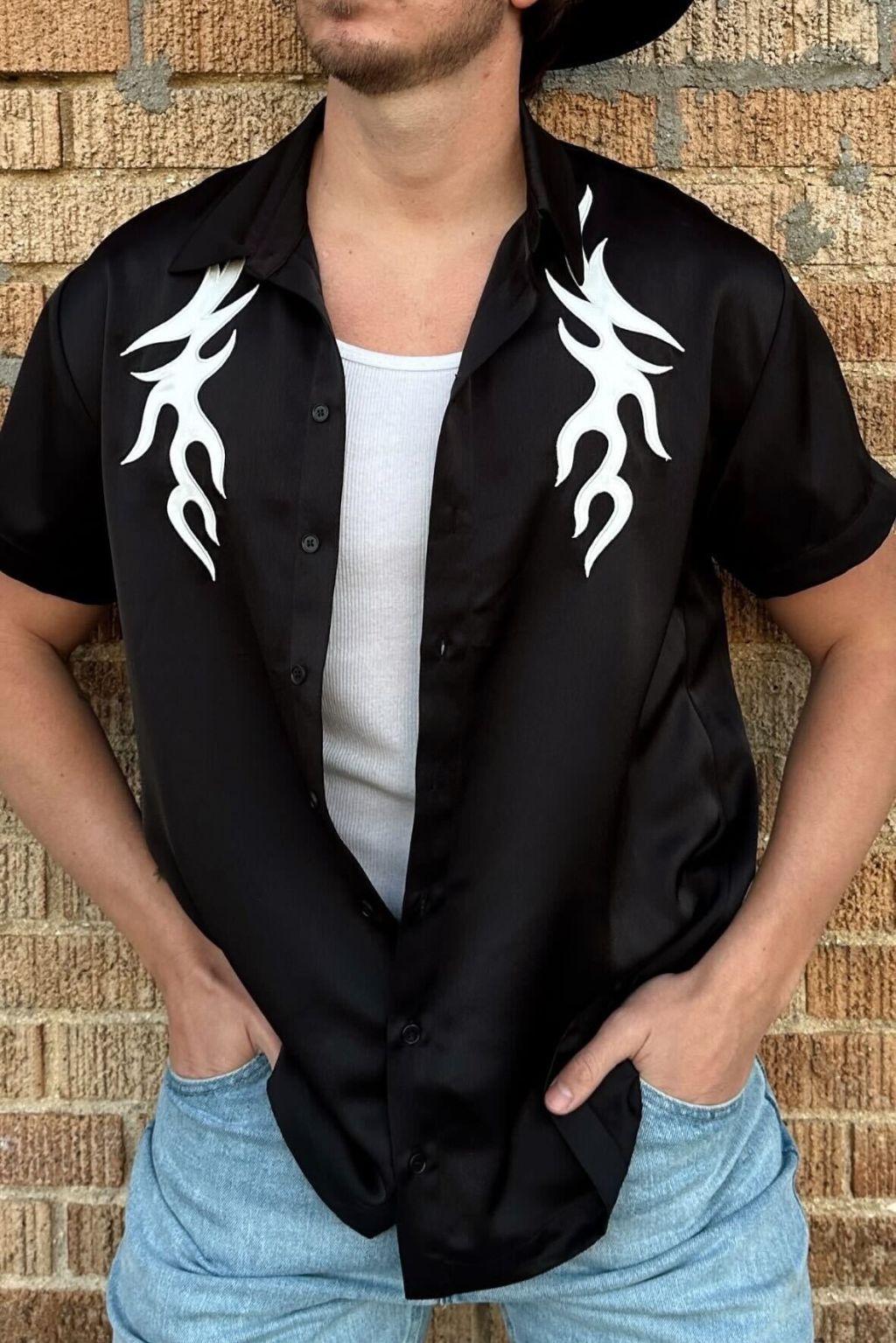 Danica Mens Black Button Up Top Male Product Image