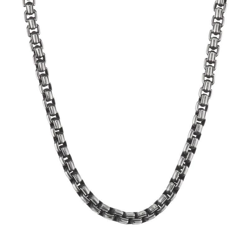 Men's LYNX Stainless Steel Box Chain Necklace - 22 in., Size: 22", Silvertone Product Image