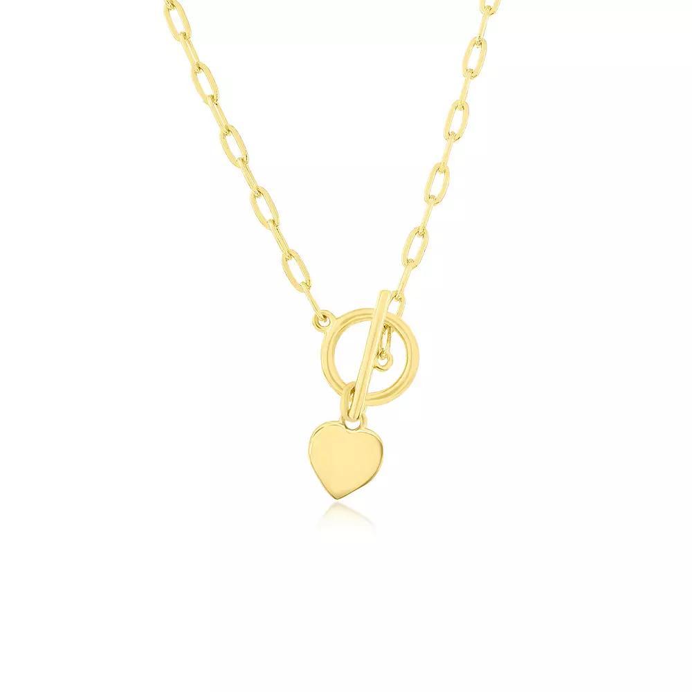 Argento Bella Heart Charm Paper Clip Chain Toggle Necklace, Women's, Size: 16-18" ADJ, Gold Tone Product Image