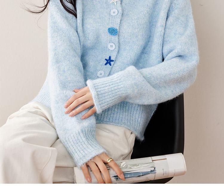 Plain Star Button Cardigan Product Image