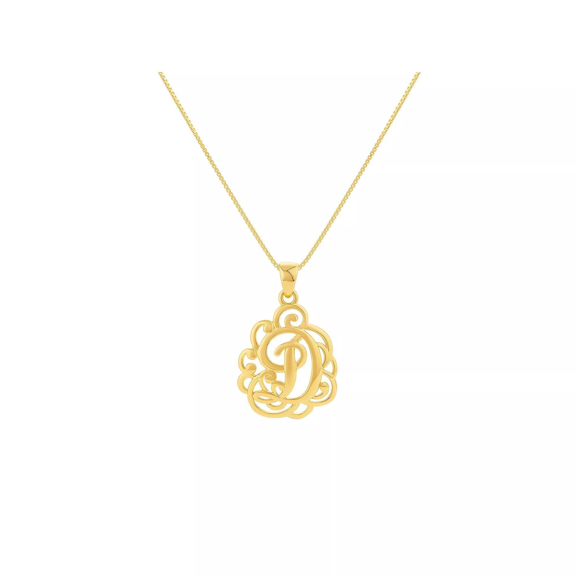 PRIMROSE Sterling Silver Monogram Initial Pendant Necklace, Women's, Size: 18", Gold Tone T Product Image