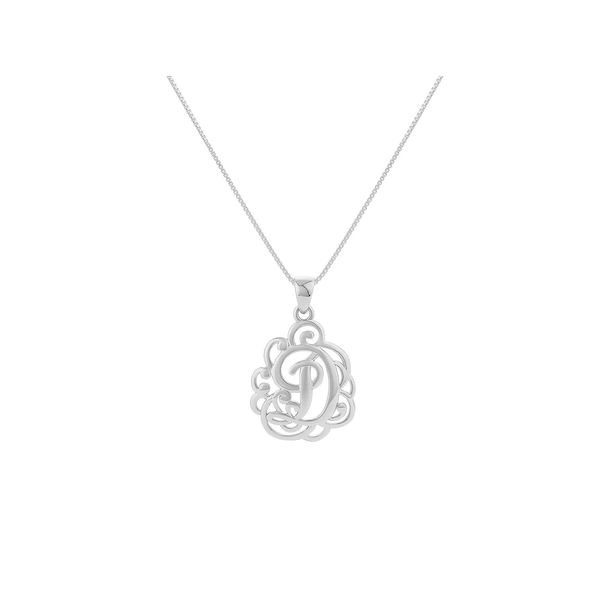 PRIMROSE Sterling Silver Monogram Initial Pendant Necklace, Women's, Size: 18", Silver Tone L Product Image