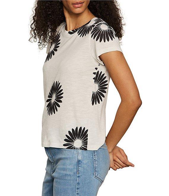 Sanctuary The Perfect Tee Palm Print Crew Neck Short Sleeve Top Product Image