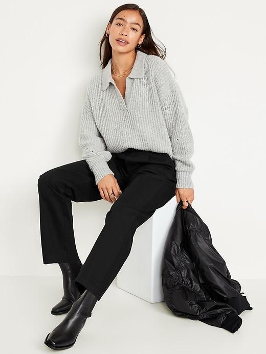 High-Waisted Chino Ankle Pants Product Image