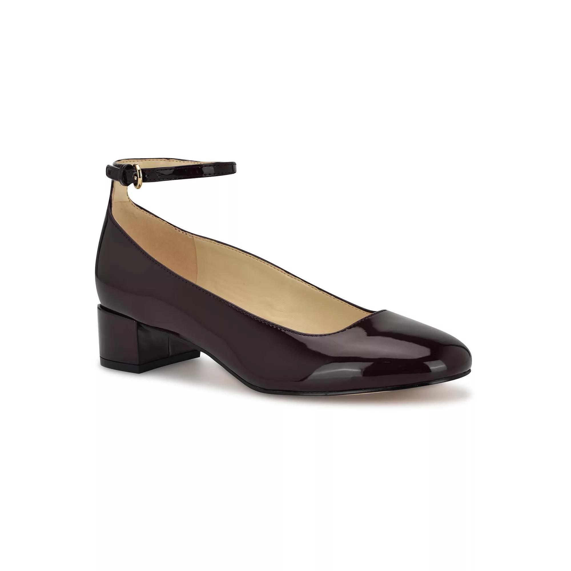 Nine West Amaize Block Heel Ankle Strap Women's Dress Pumps, Size: 7, Dark Red Patent Product Image