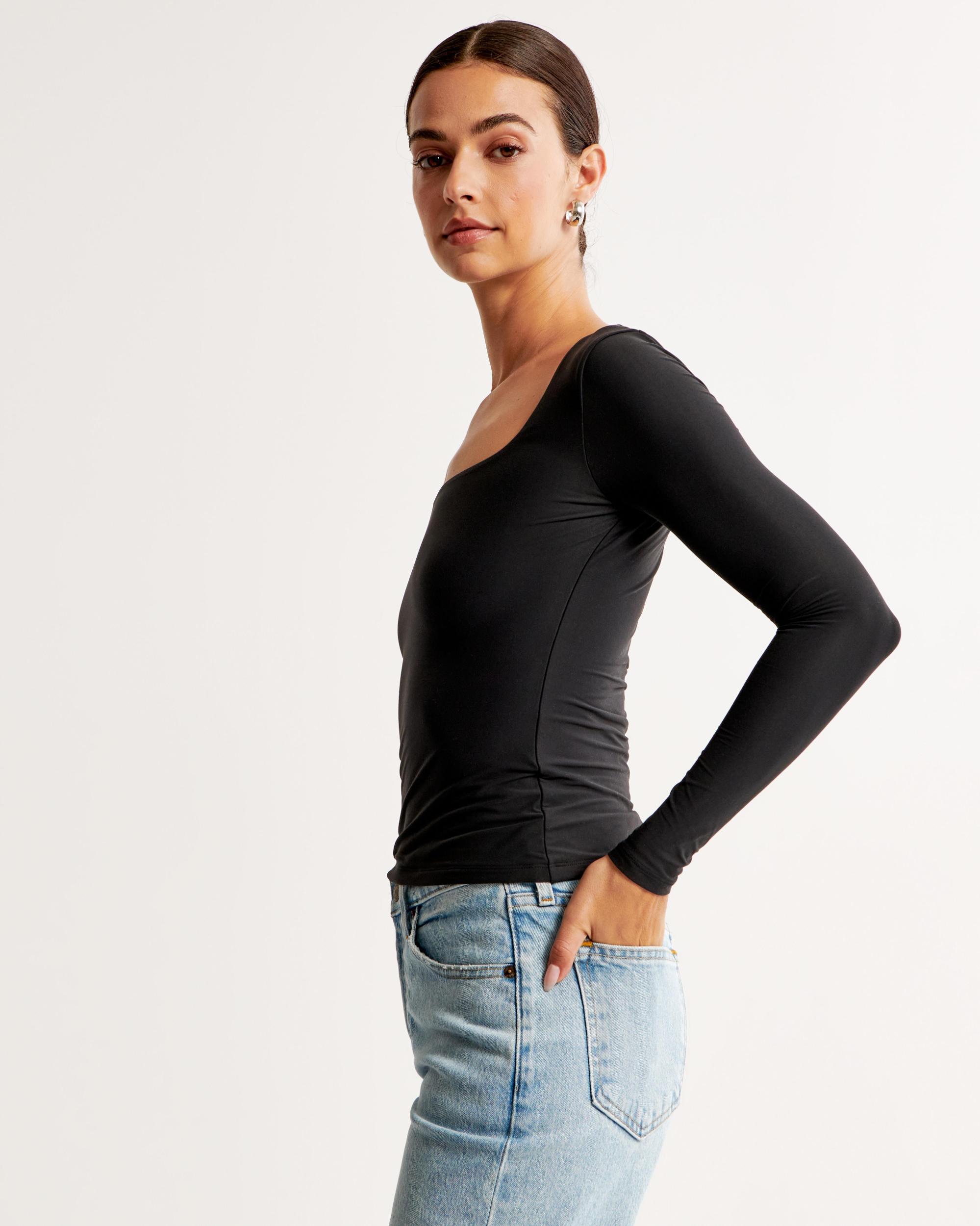 Soft Matte Seamless Long-Sleeve Tuckable Squareneck Top Product Image