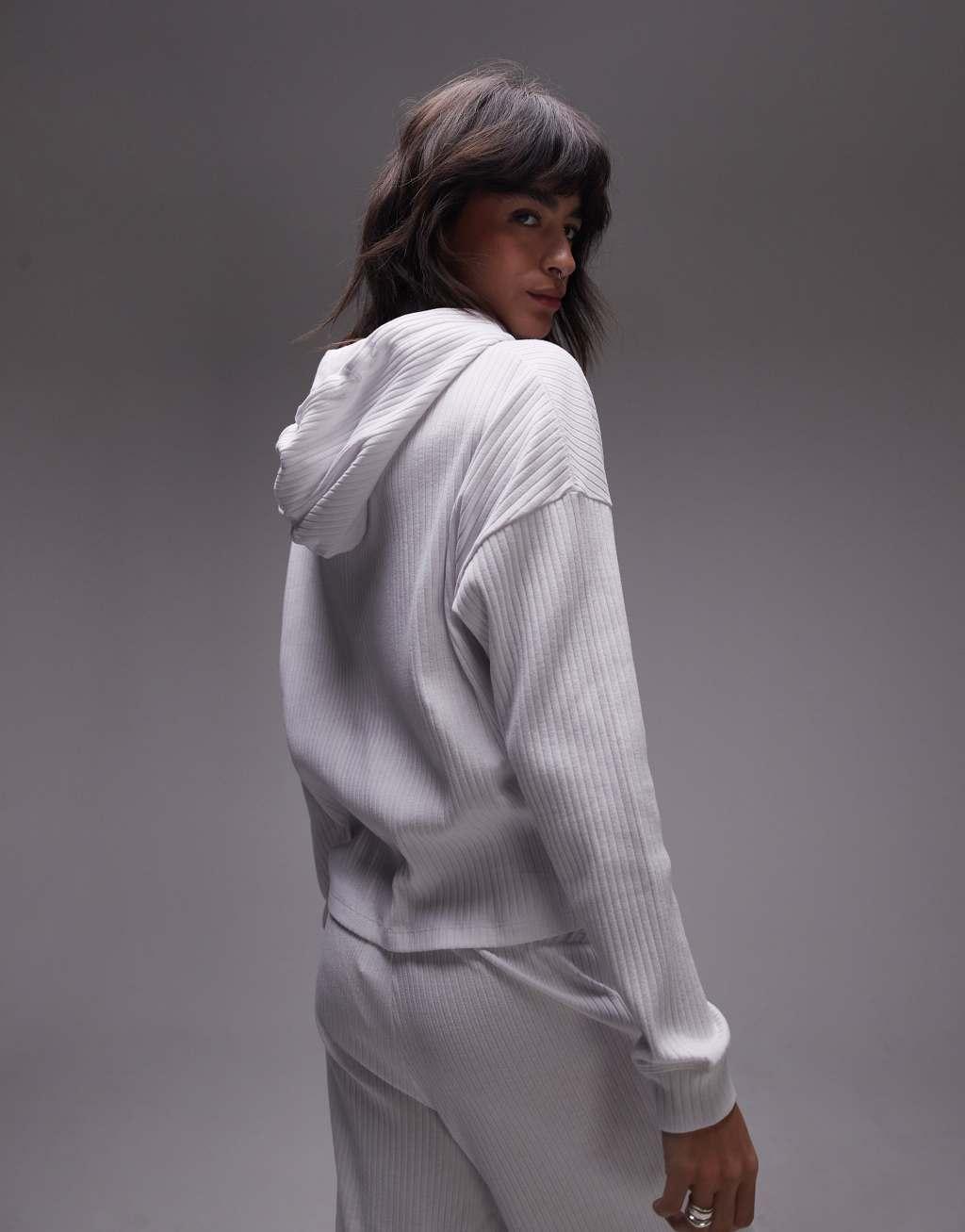 Tommy Hilfiger logo lounge hoodie in white Product Image