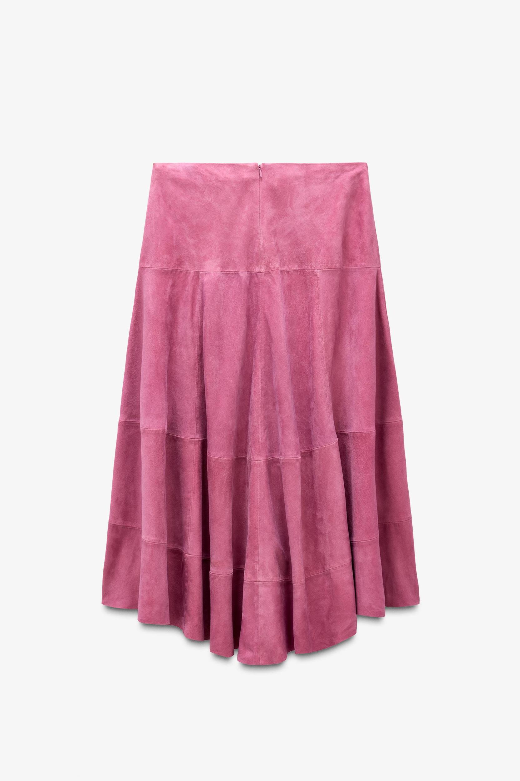 LIMITED EDITION ASYMMETRIC SUEDE MIDI SKIRT Product Image