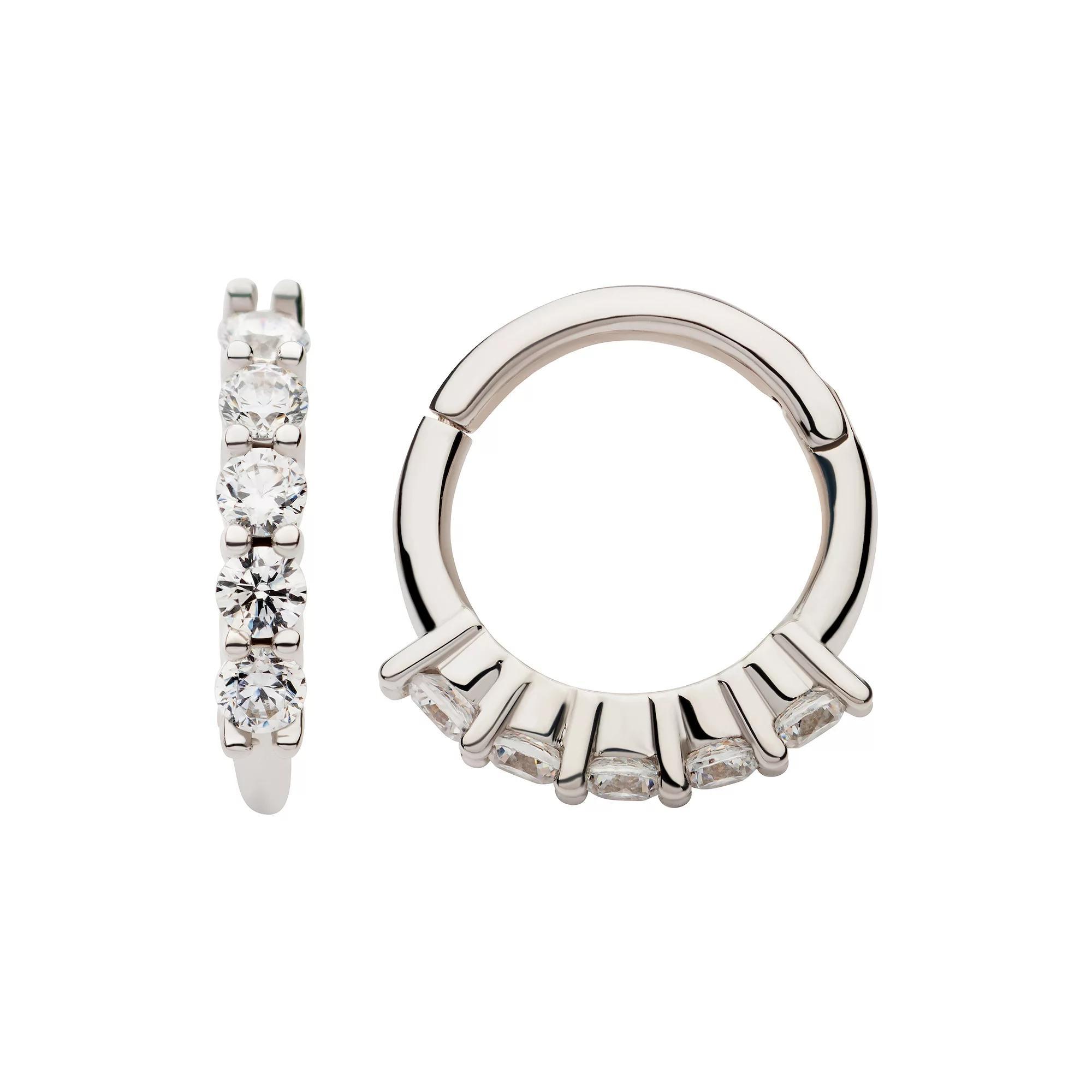 Earrangements 14k Gold Clear Cubic Zirconia Hinged Segment Clicker, Women's, White Product Image
