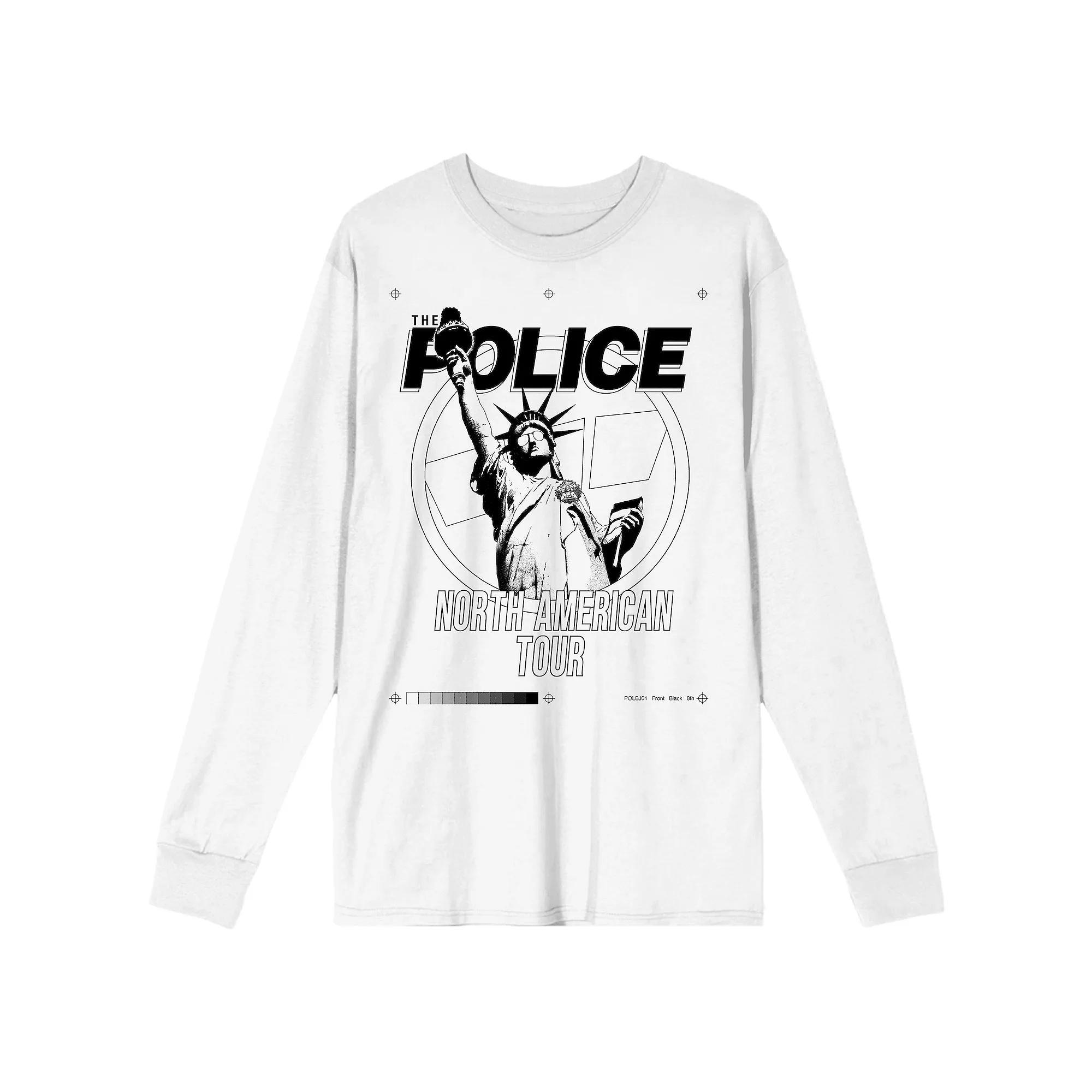 Men's The Police Lady Liberty North American Tour Long Sleeve Graphic Tee, Size: XXL, White Product Image