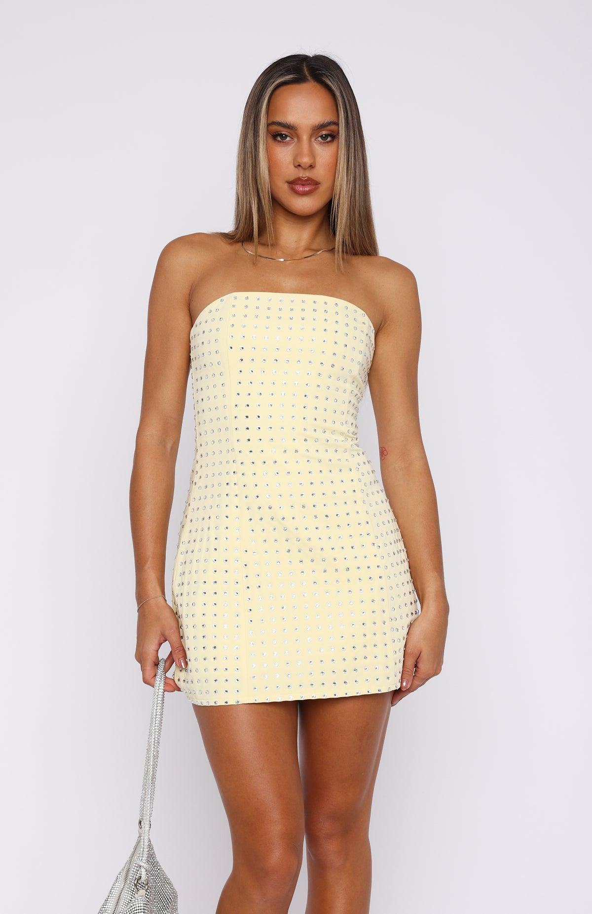 Radiant Embellished Mini Dress Lemon Product Image