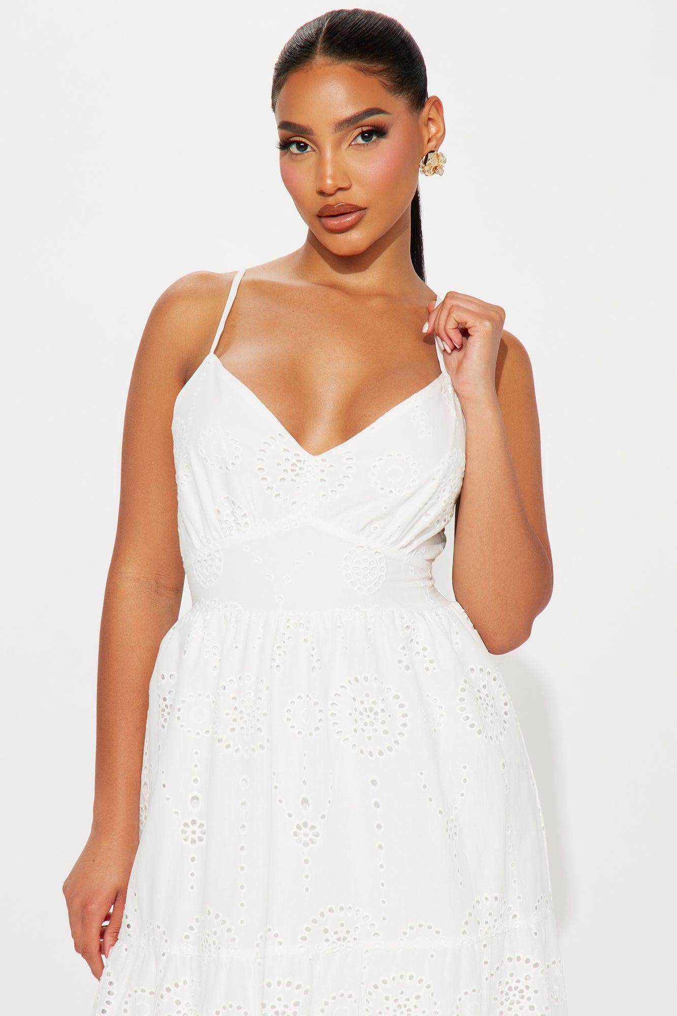 Daisy Delight Eyelet Maxi Dress - White Product Image