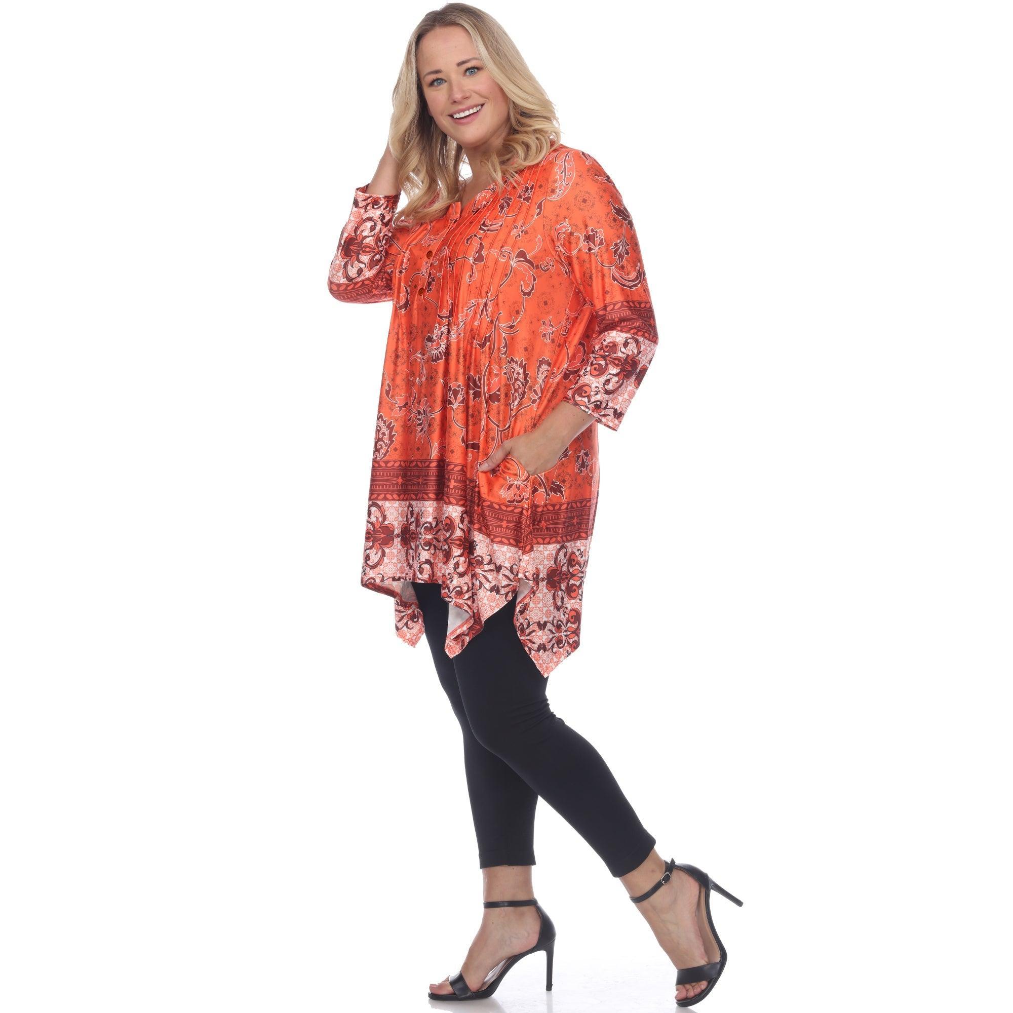 Victorian Print Tunic Top with Pockets - Plus Product Image
