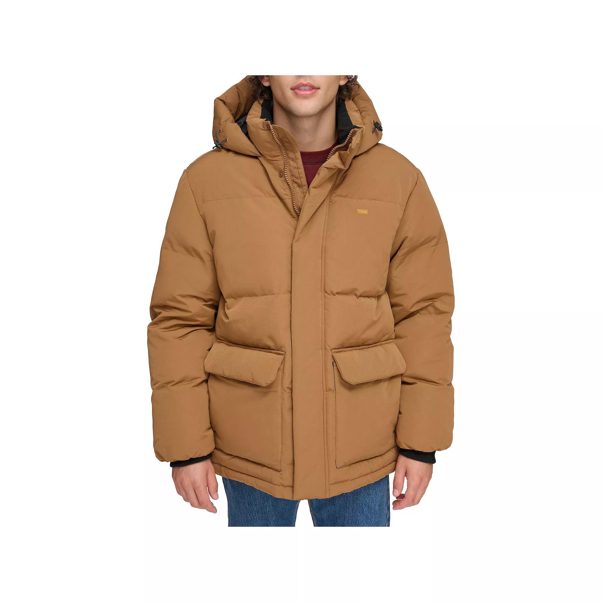 Mens Levis Heavyweight Hooded Puffer Parka Coat Green Product Image