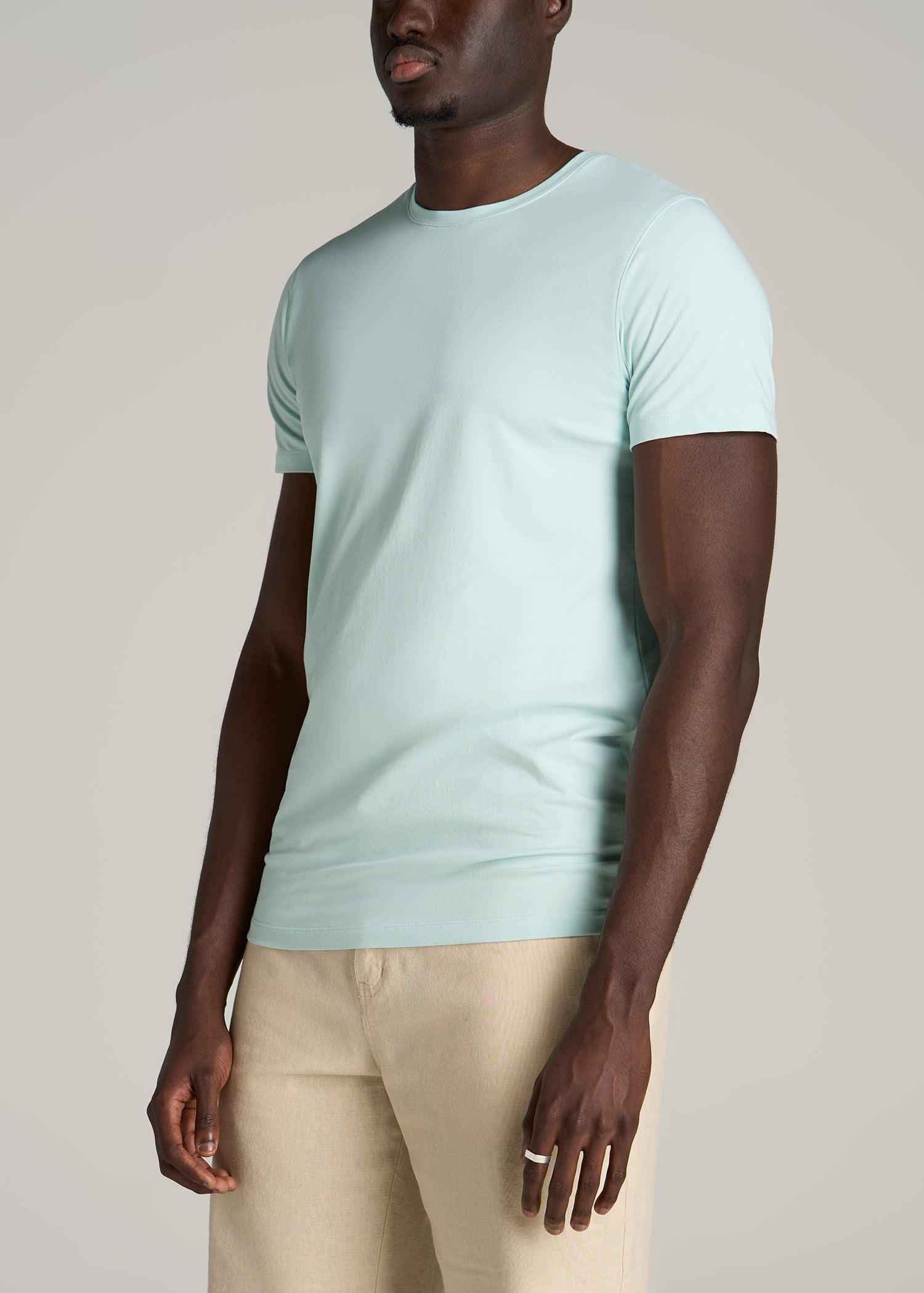 Stretch Cotton MODERN-FIT T-Shirt for Tall Men in Mint Product Image