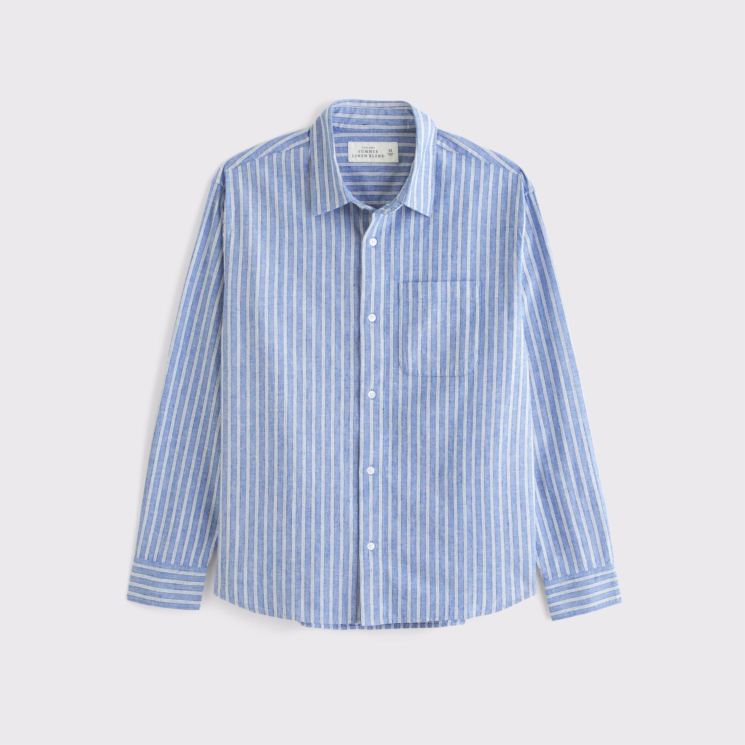 Summer Linen-Blend Button-Up Shirt Product Image
