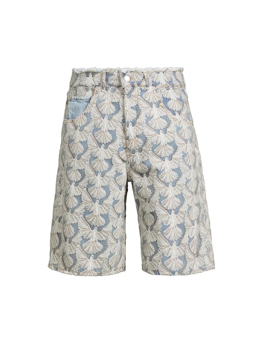 Mens Distressed Dove Denim Shorts Product Image