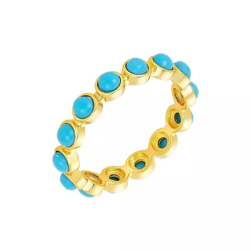 Adornia 14k Gold Plated Simulated Turquoise Eternity Band Ring, Women's, Size: 7, Gold Tone Product Image