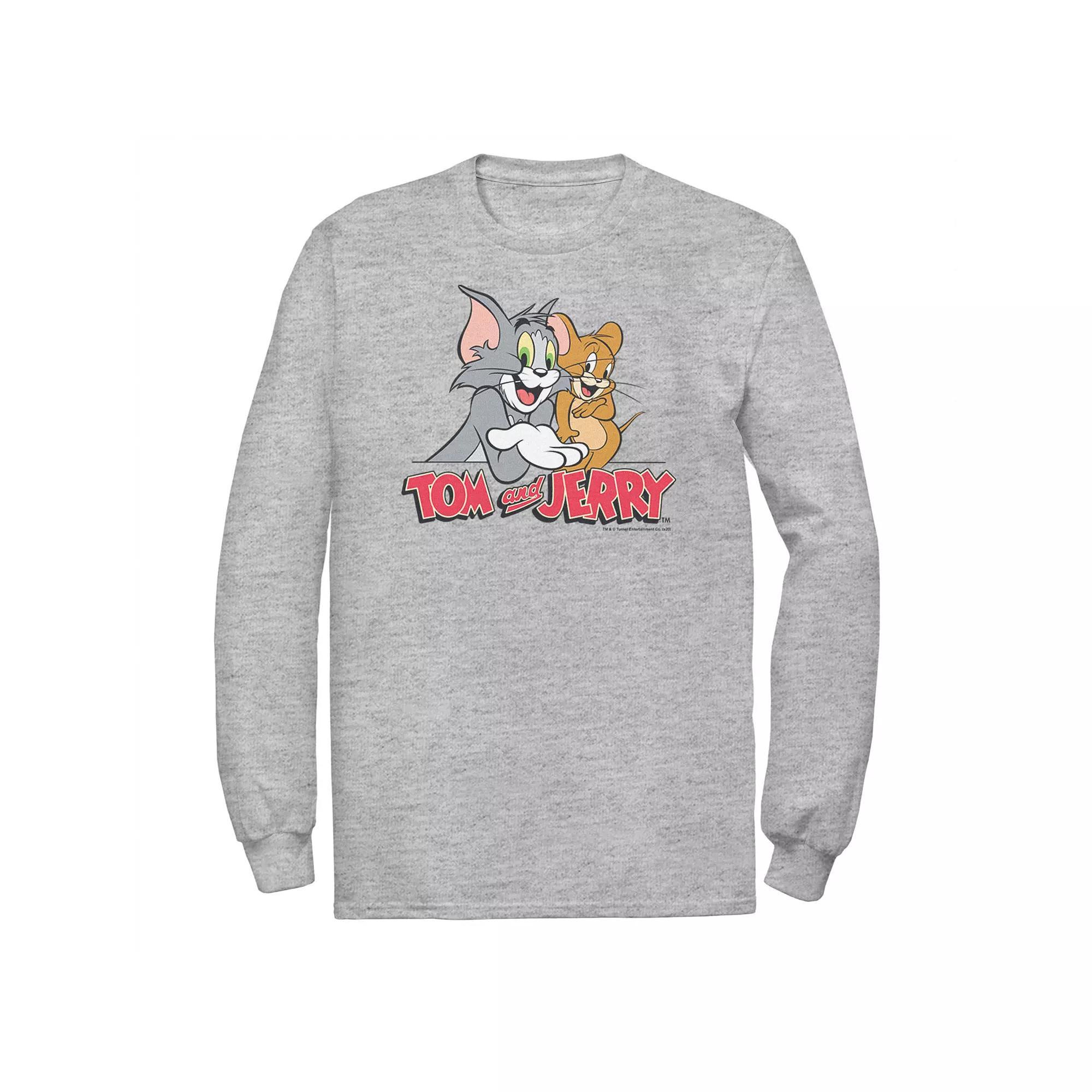 Big & Tall Tom and Jerry Pals Logo Long Sleeve Graphic Tee, Men's, Size: 3XL, Athletic Grey Product Image