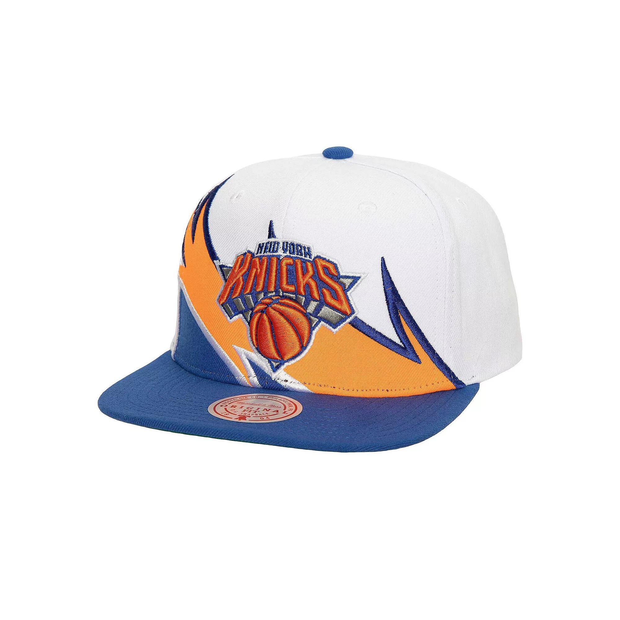 Men's Mitchell & Ness White/Blue New York Knicks Waverunner Snapback Hat Product Image