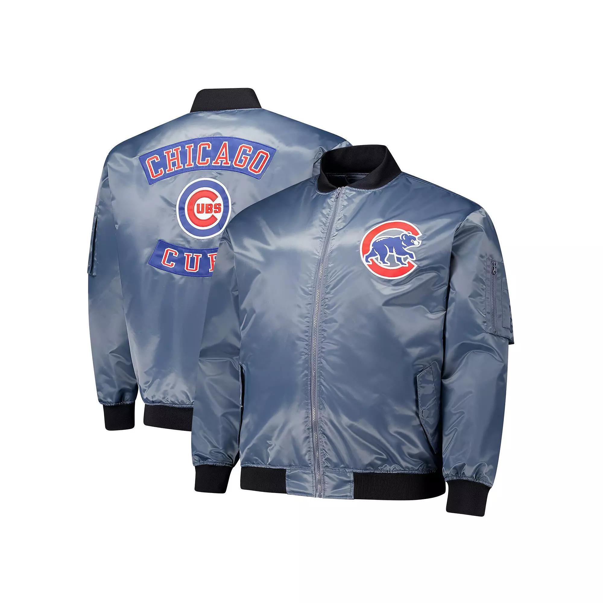 Men's Profile Charcoal Chicago Cubs Big & Tall Full-Zip Bomber Jacket, Size: 3XLT Product Image