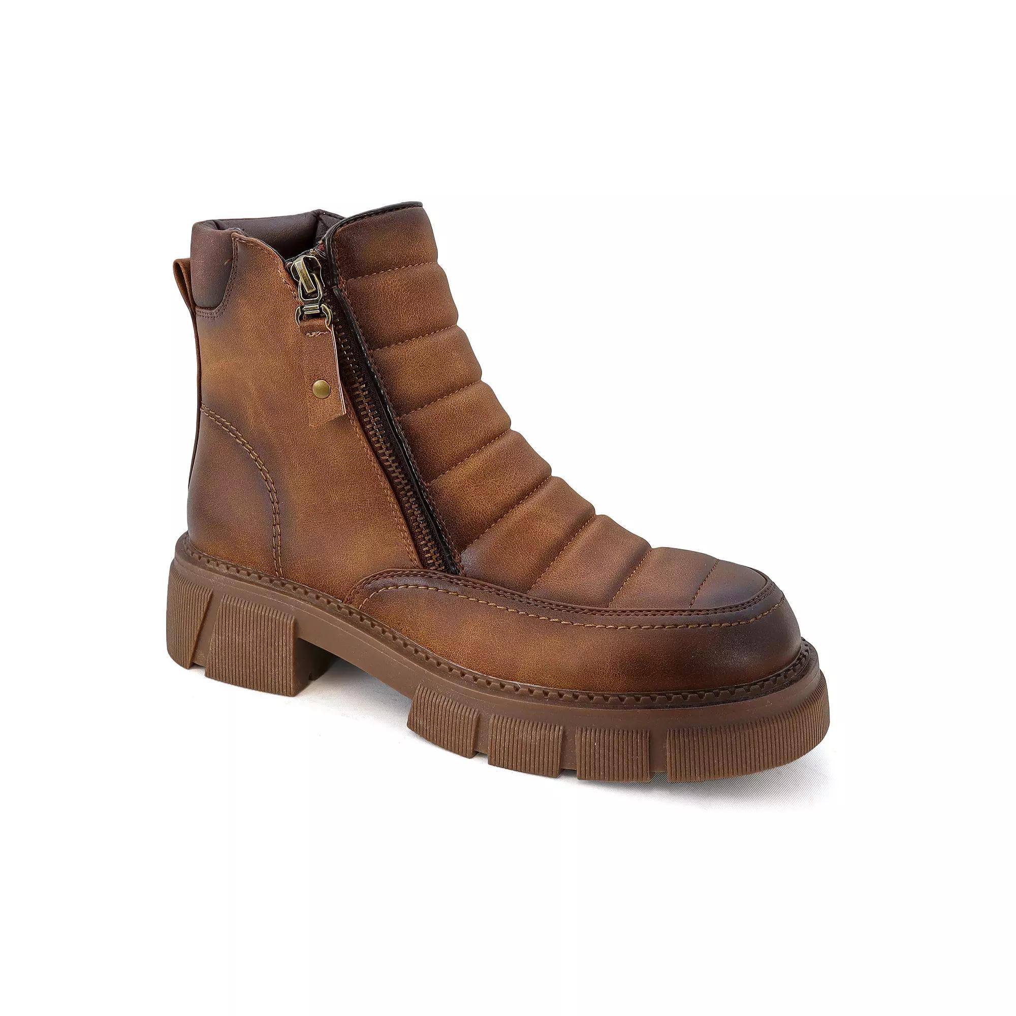 Yoki Ambrea Women's Quilted Riding Booties, Size: 6.5, Brown Product Image