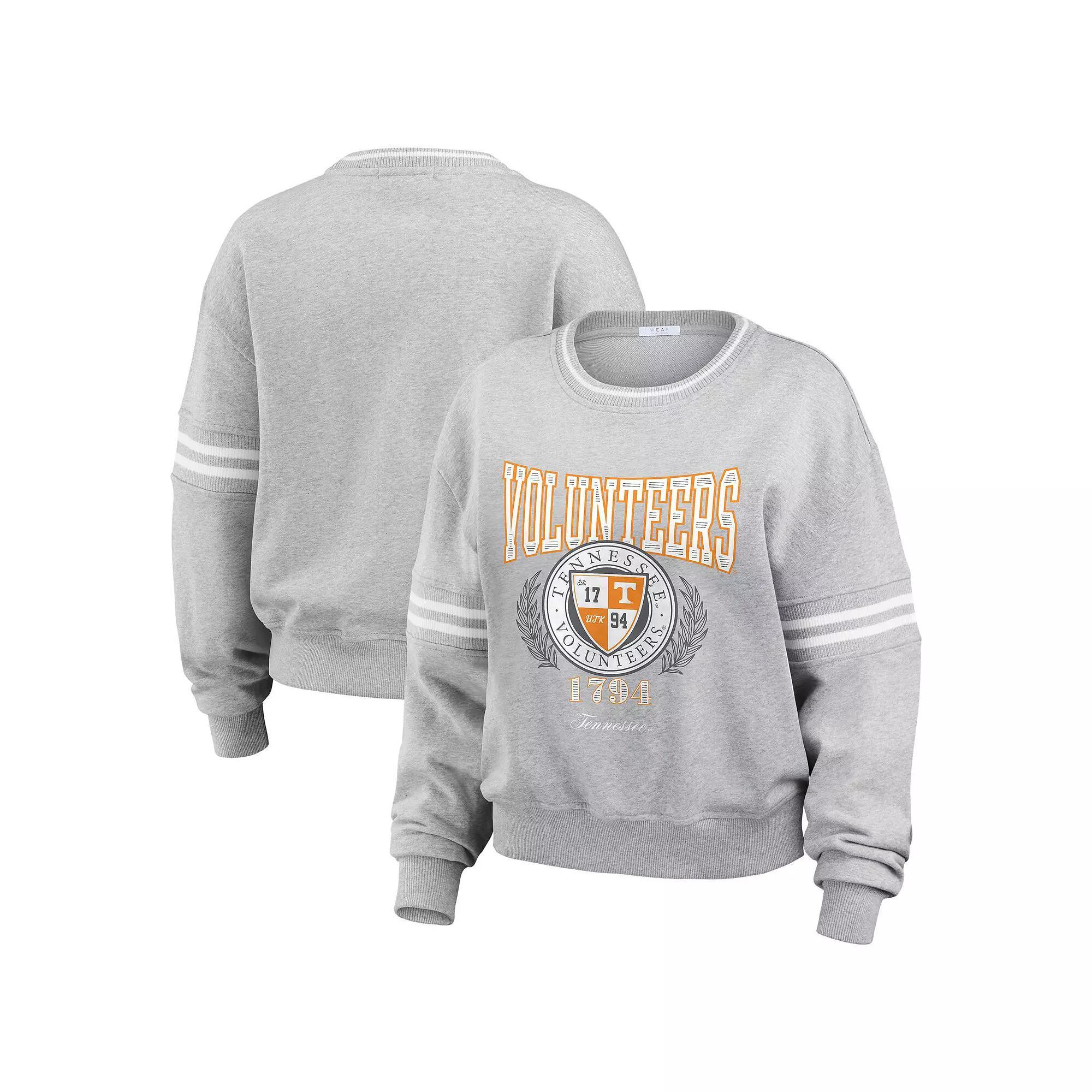 Women's WEAR by Erin Andrews Heather Gray Tennessee Volunteers Classic Stripe Pullover Sweater, Size: Medium, Grey Product Image