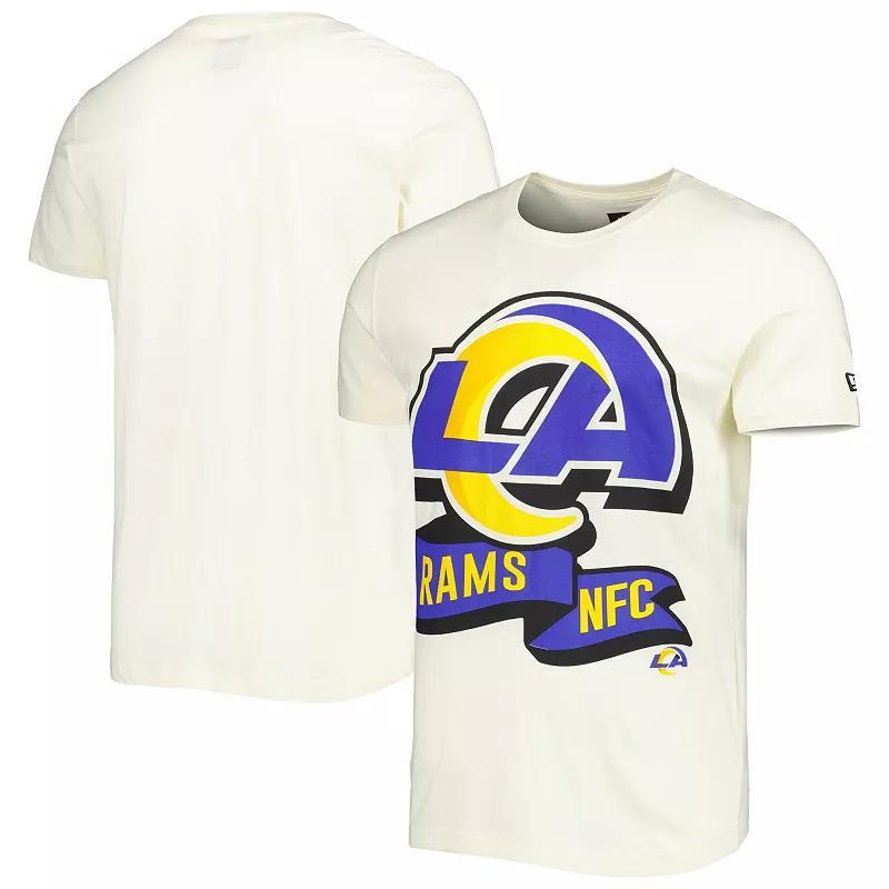 Men's New Era Cream Los Angeles Rams Sideline Chrome T-Shirt, Size: 2XL, Beige Product Image