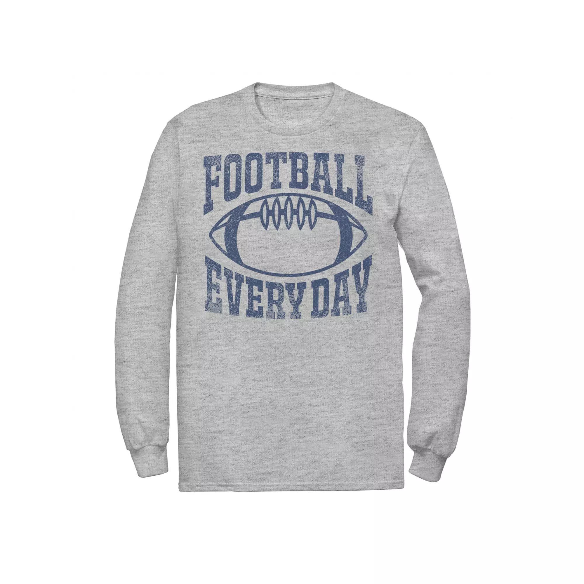 Men's Football Every Day Vintage Collegiate Navy Long Sleeve Graphic Tee, Size: Medium, Athletic Grey Product Image