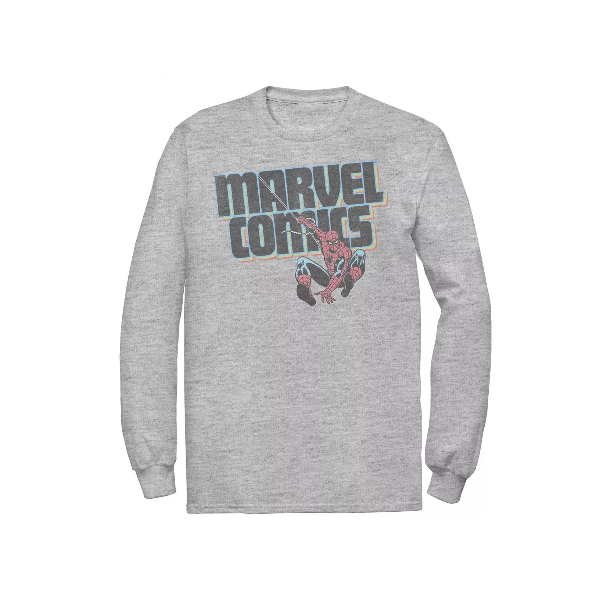 Men's Marvel Comics Spider-Man Classic Web Sling Logo Graphic Tee, Size: XL, Athletic Grey Product Image