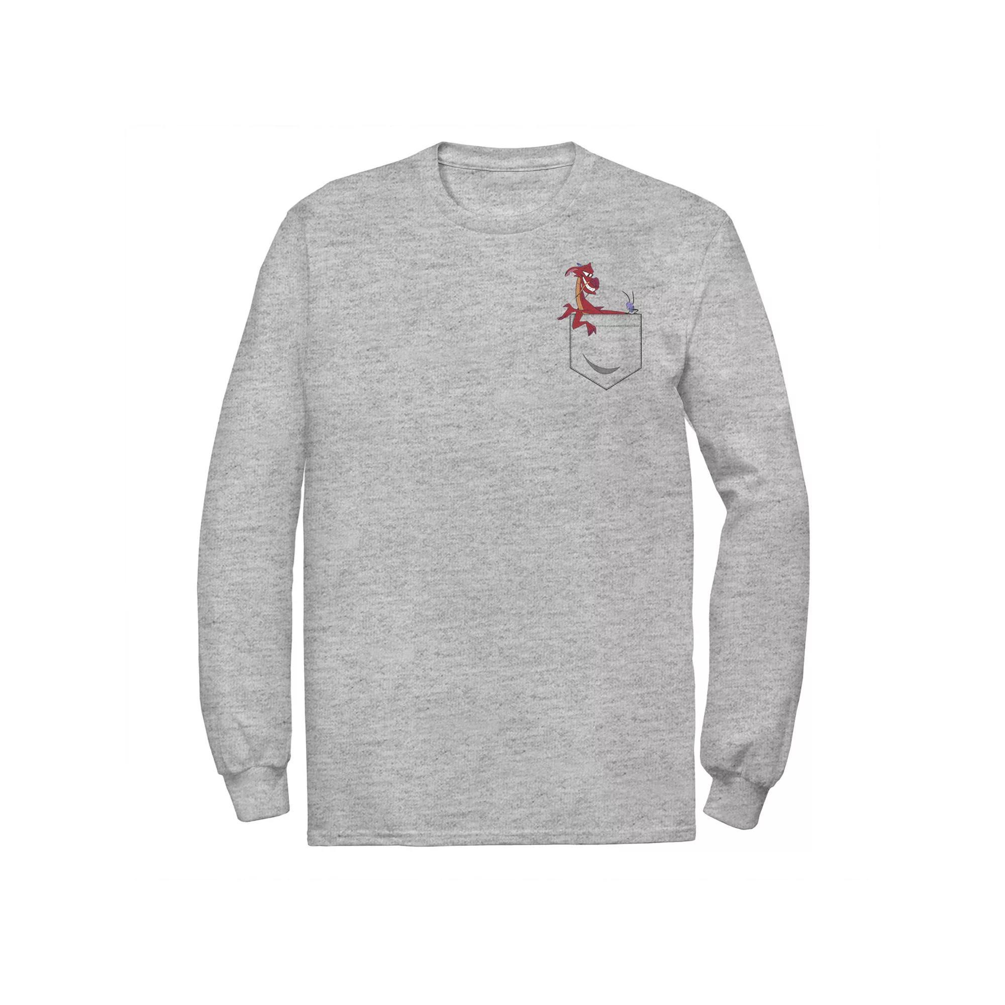 Men's Disney's Mulan Mushu Left Chest Pocket Tee, Size: XL, Athletic Grey Product Image