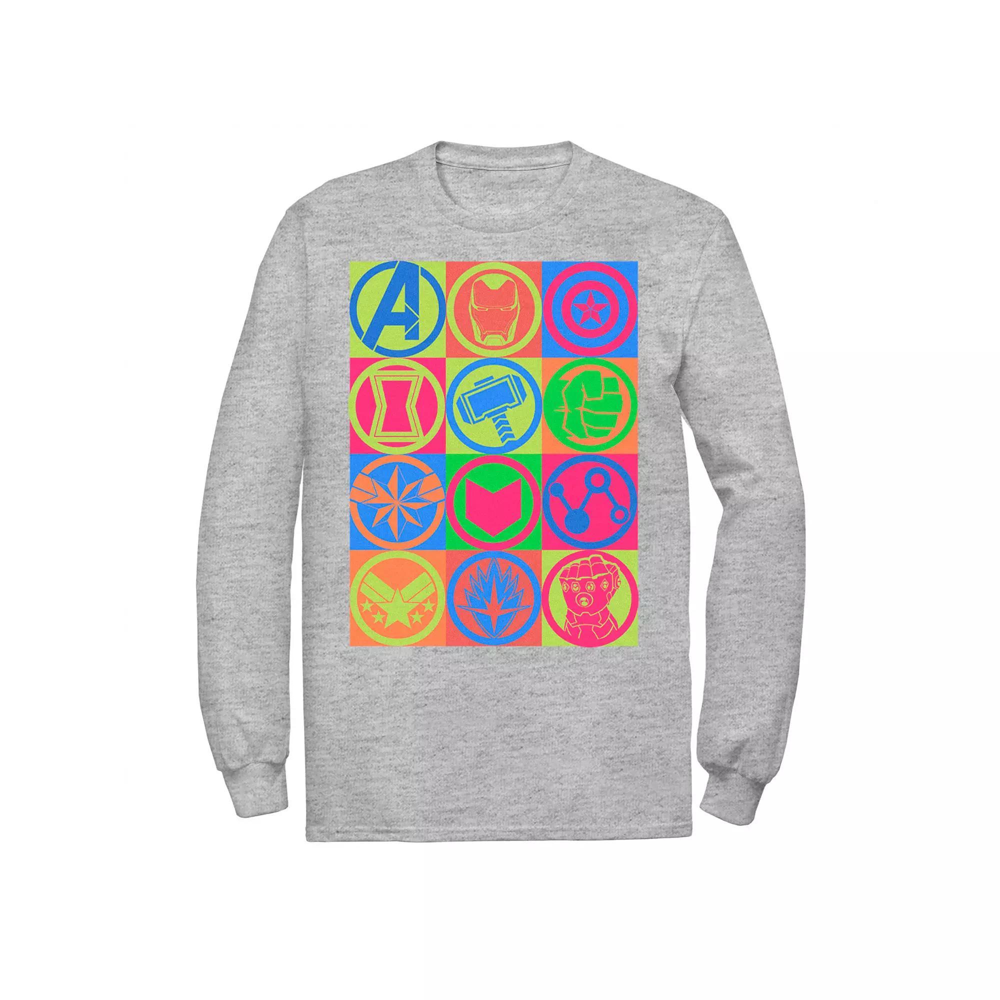 Men's Marvel Avengers: Endgame Colorful Symbol Box Up Tee, Size: XXL, Athletic Grey Product Image