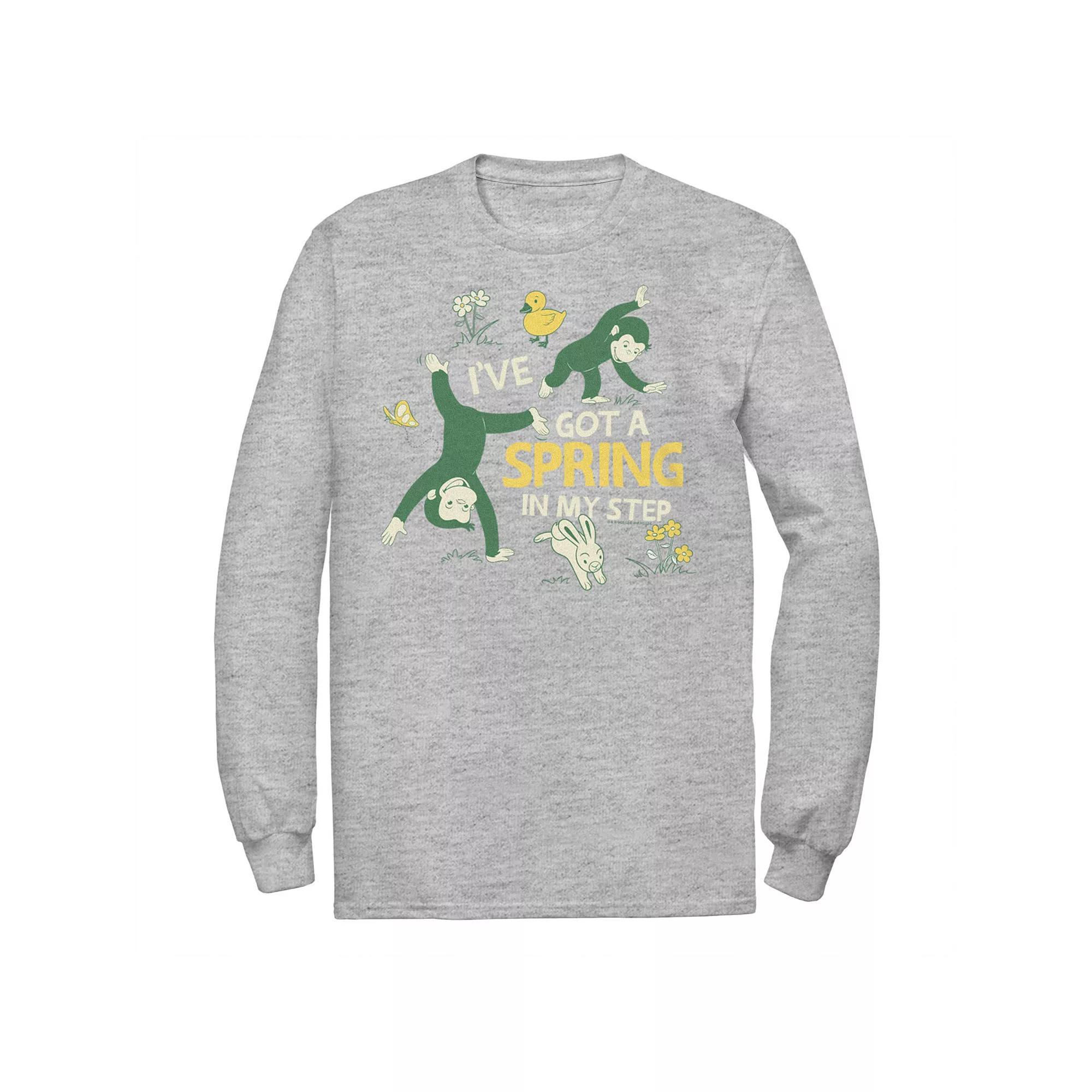 Big & Tall Curious George "Spring In My Step" Happy Cartwheeling Graphic Tee, Men's, Size: 3XL Tall, Athletic Grey Product Image
