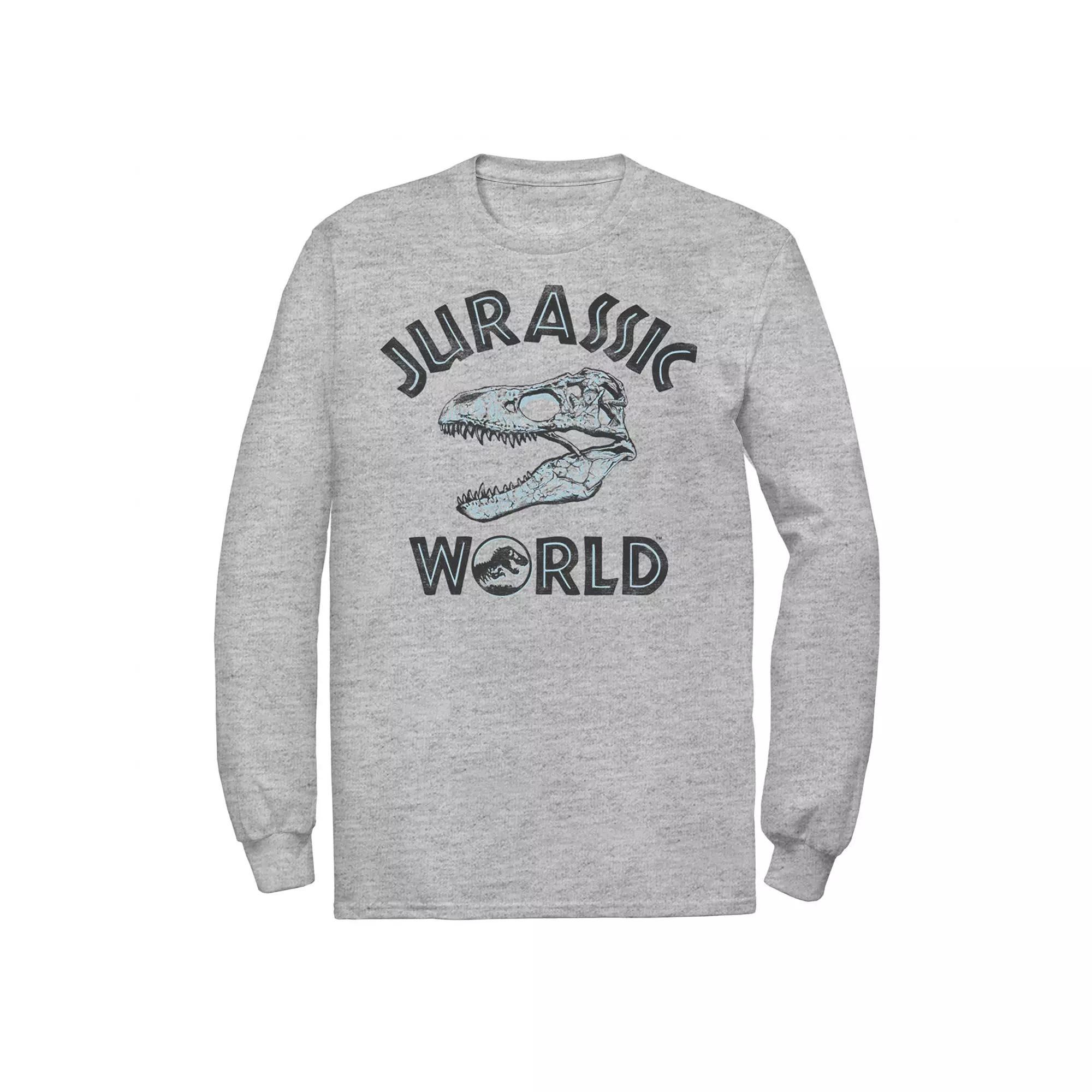 Men's Jurassic World Two T-Rex Pattern Skull Tee, Size: Medium, Athletic Grey Product Image