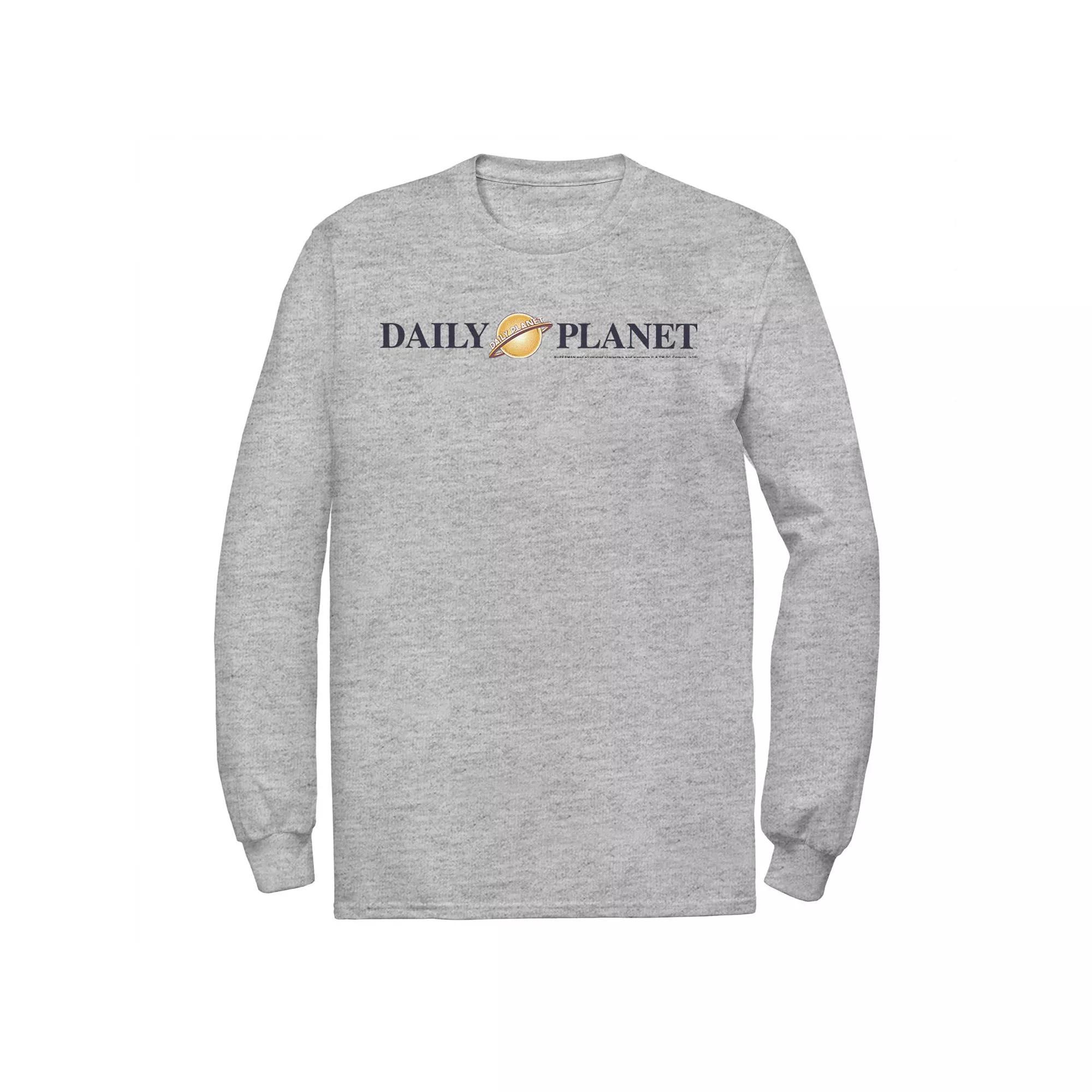 Men's DC Comics Superman Daily Planet Logo Long Sleeve Graphic Tee, Size: Large, Athletic Grey Product Image