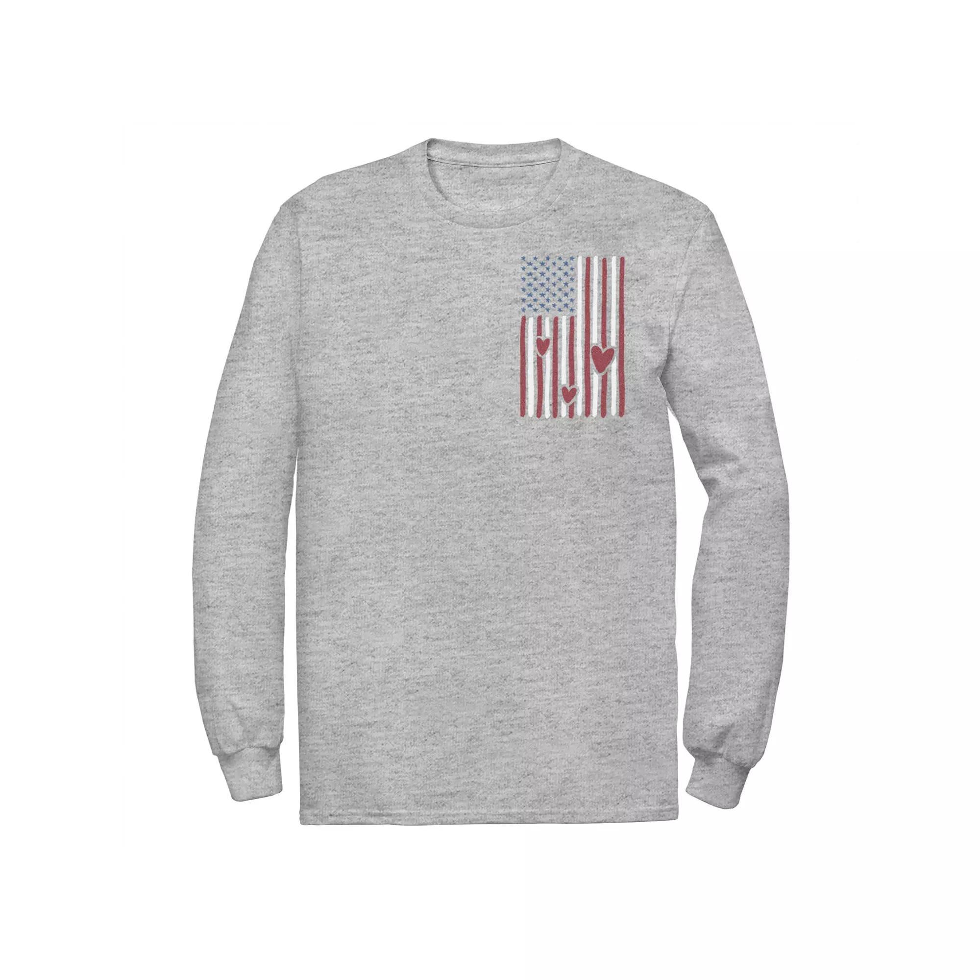 Men's Veterans Day American Flag Of Love Logo Tee, Size: XL, Athletic Grey Product Image