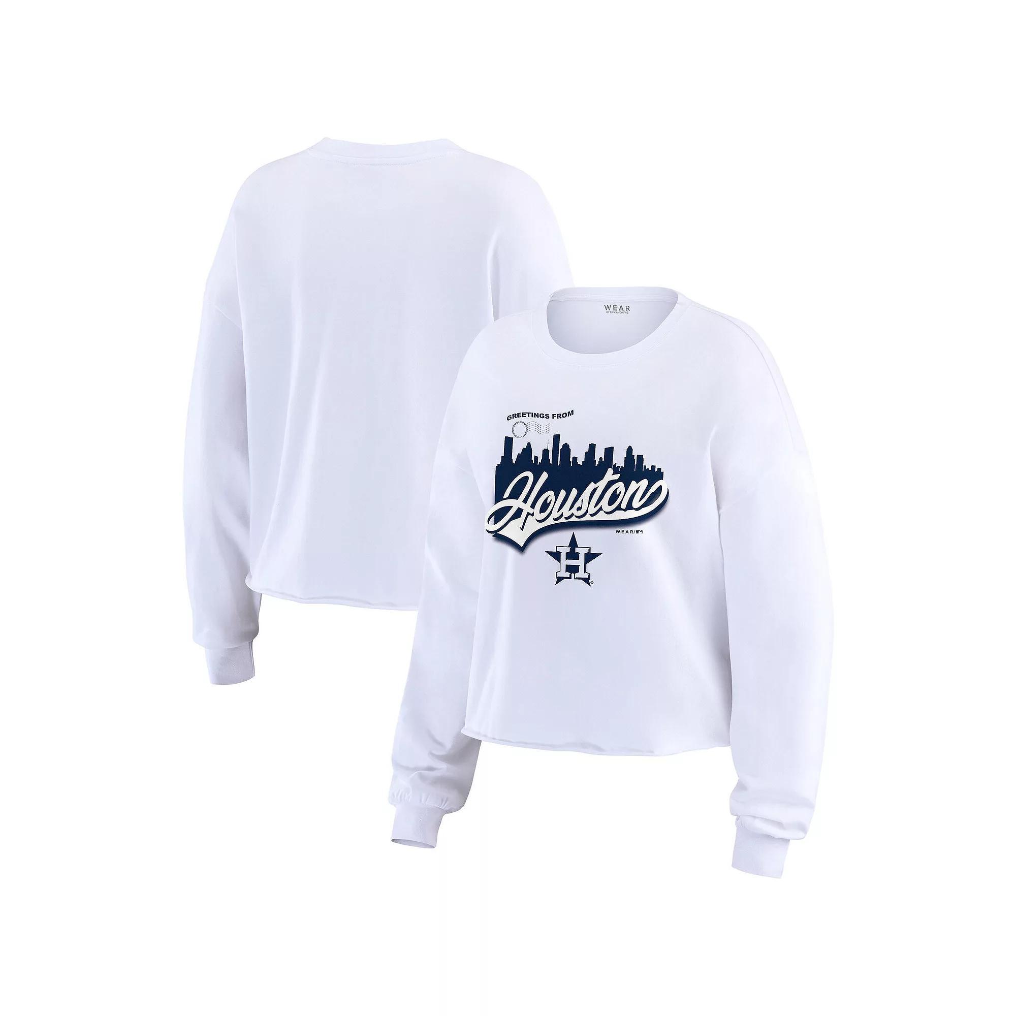 Women's WEAR by Erin Andrews White Houston Astros Domestic Postcard Long Sleeve T-Shirt, Size: Medium Product Image