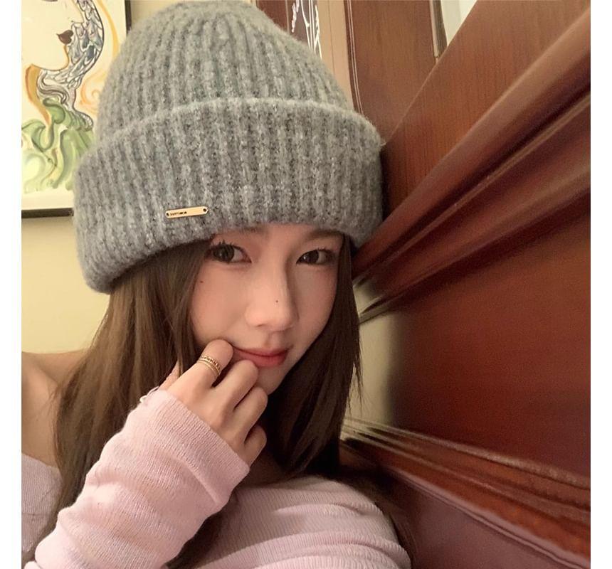 Plain Knit Beanie Product Image