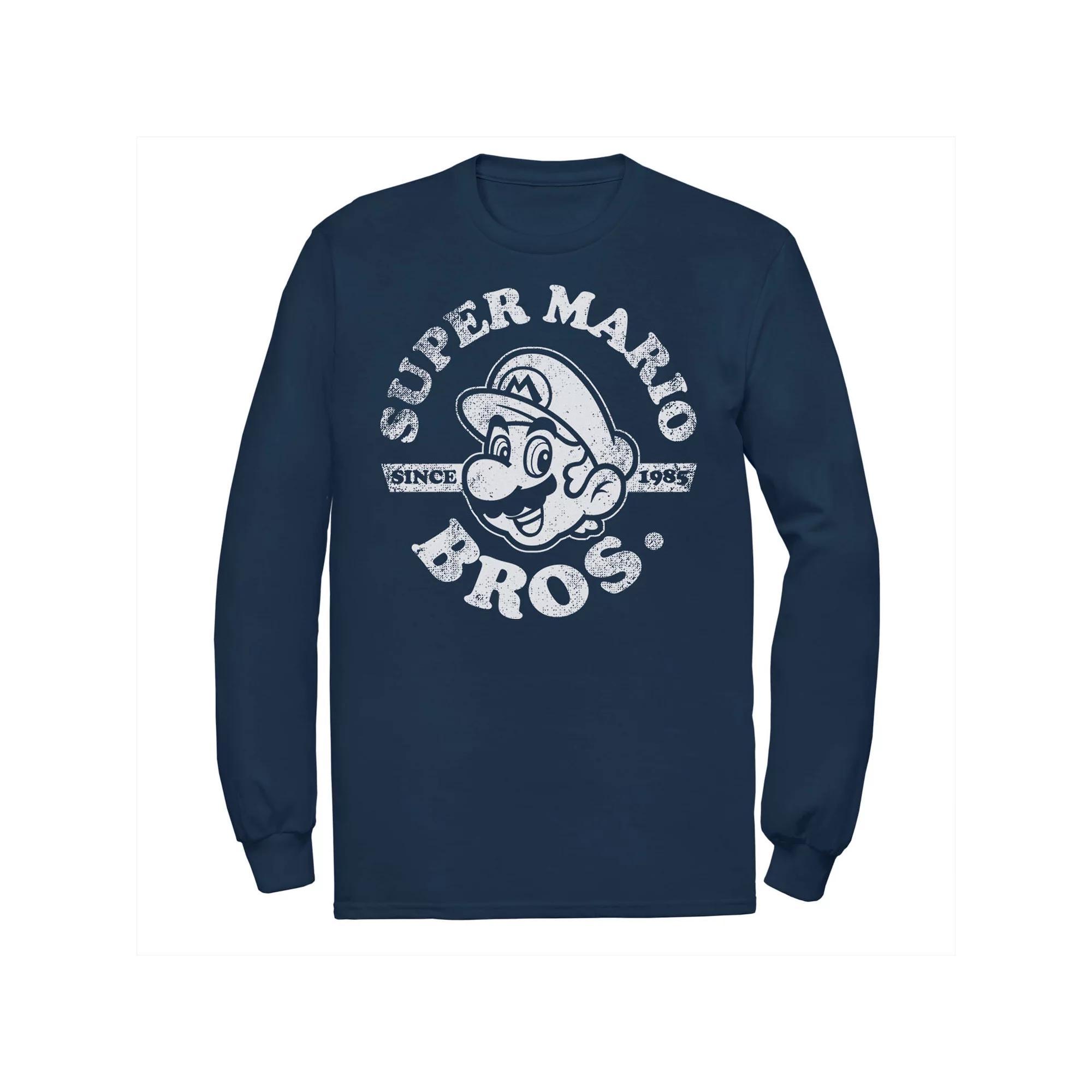 Big & Tall Super Mario Bros Since 1985 Long Sleeve Graphic Tee, Mens Blue Product Image