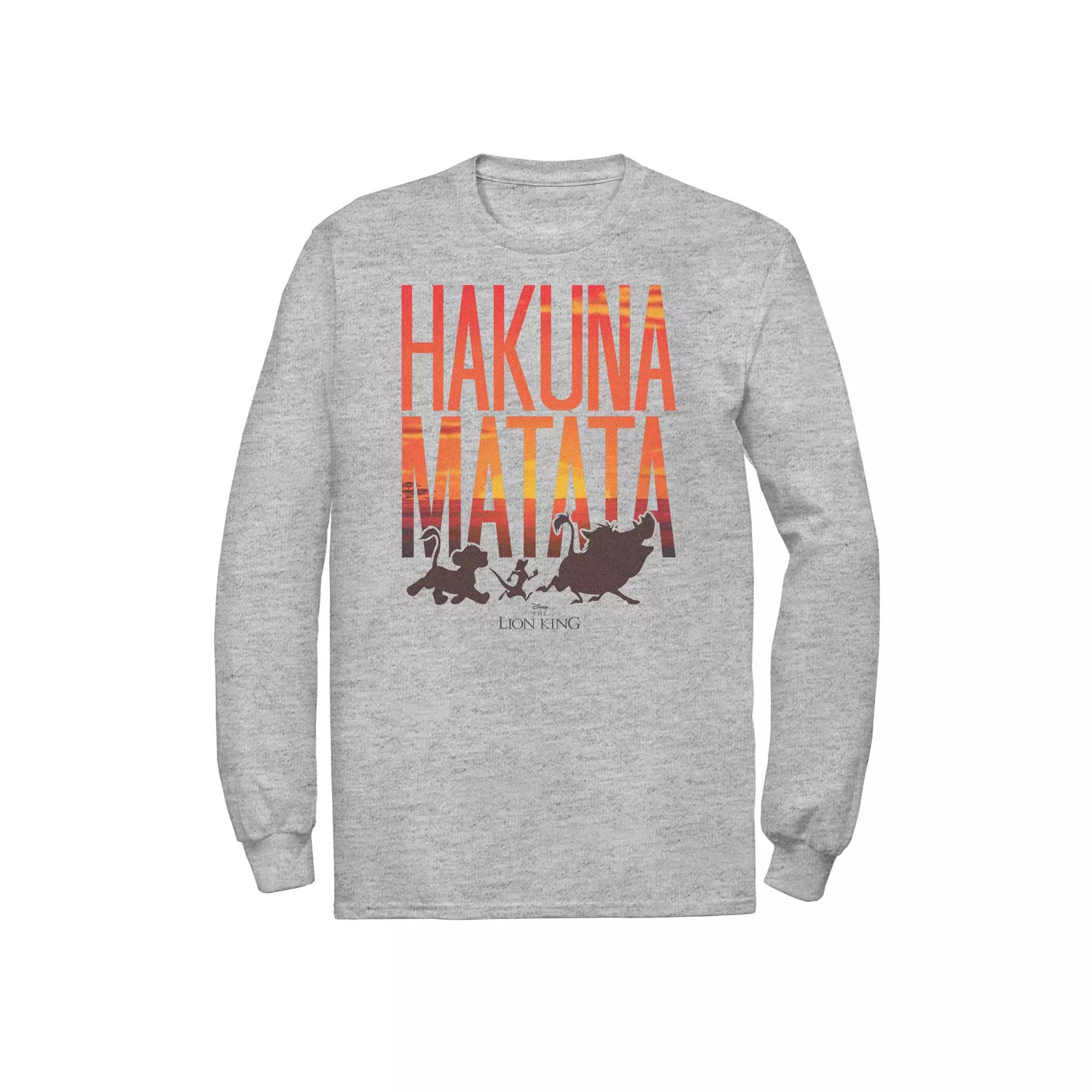 Disney's The Lion King Big & Tall Sunset Hakuna Matata Long Sleeve Graphic Tee, Men's, Size: XL Tall, Athletic Grey Product Image