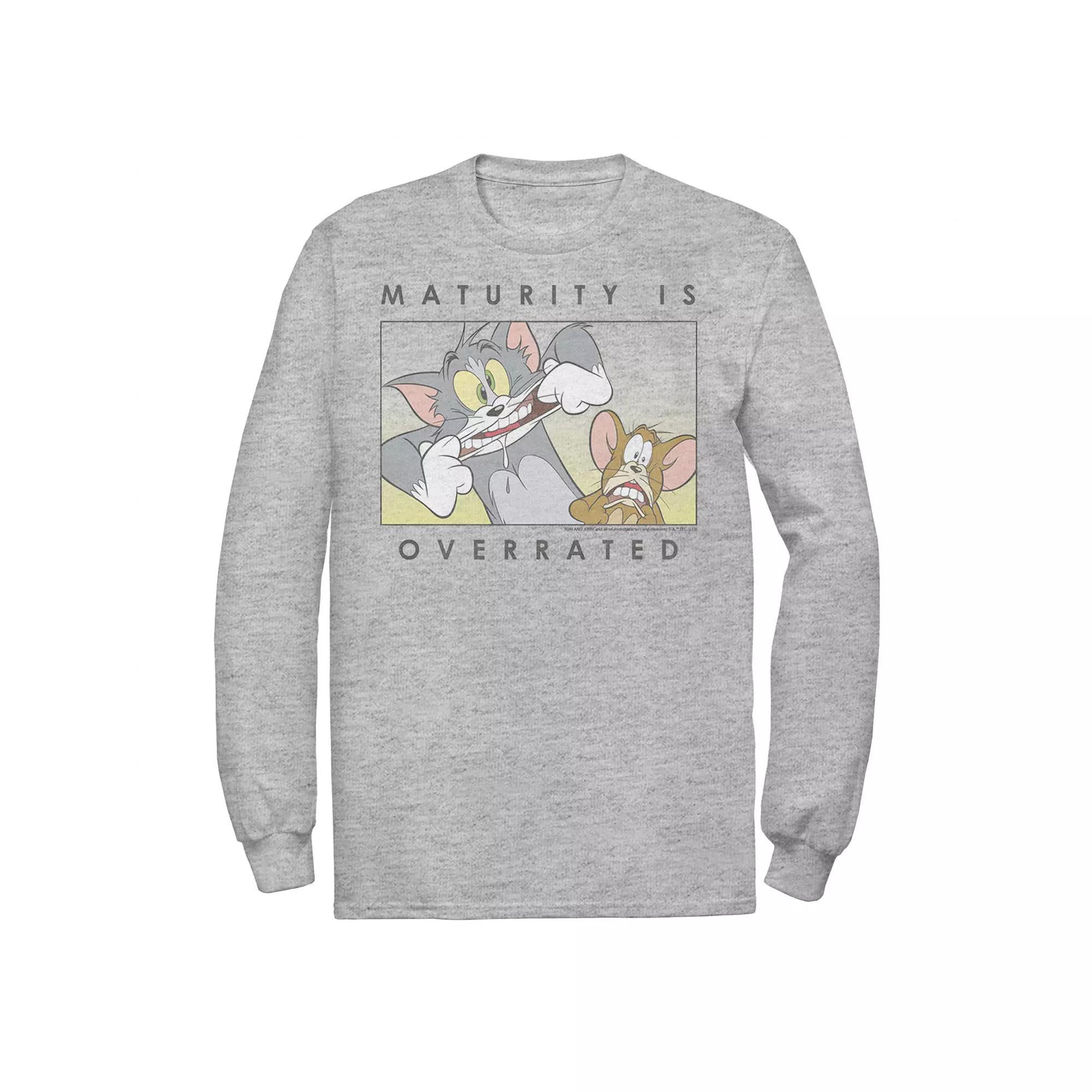 Men's Tom And Jerry Maturity Is Overrated Goofy Portrait Panel Tee, Size: XXL, Athletic Grey Product Image