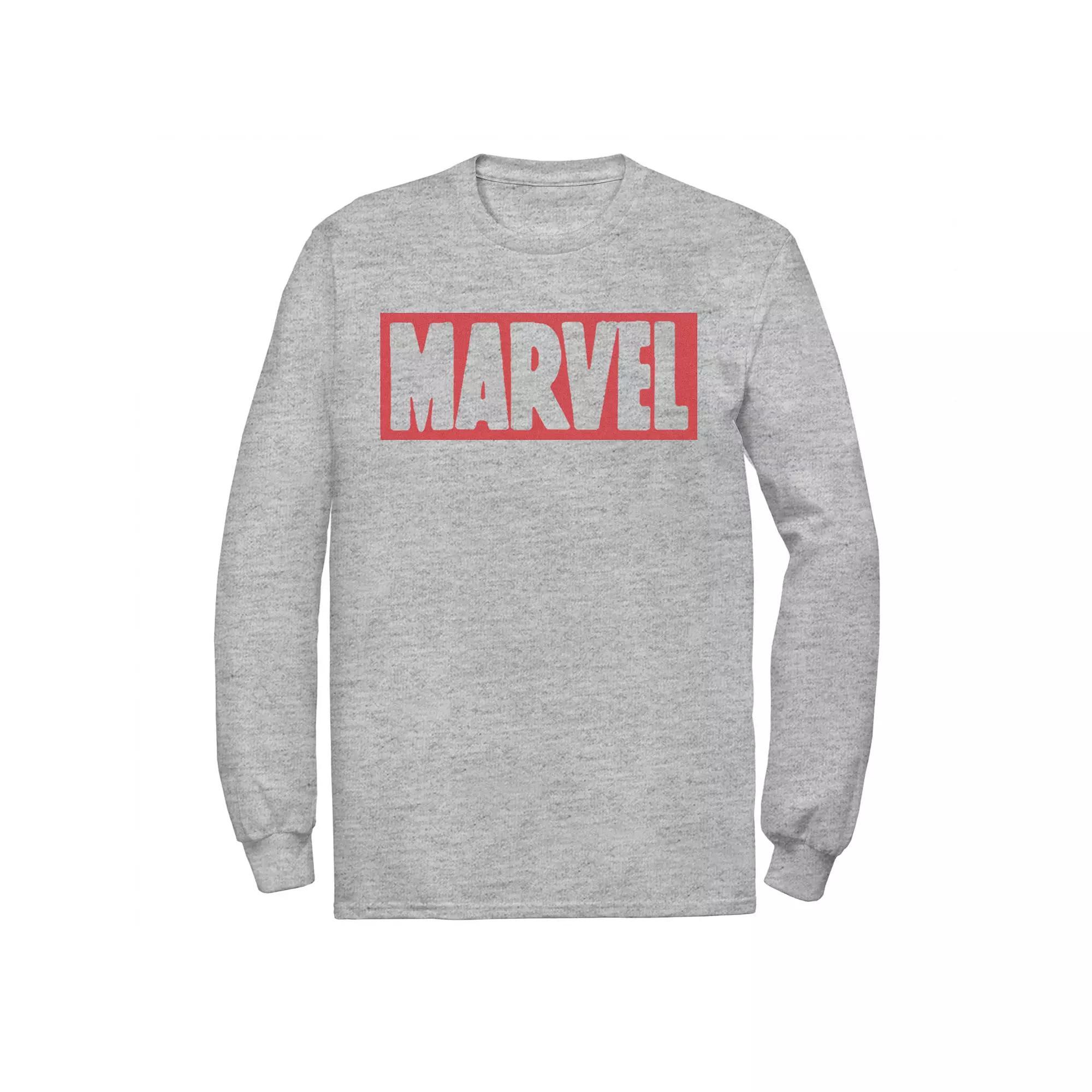 Men's Marvel Simple Brick Logo Outline Tee, Size: Small, Athletic Grey Product Image