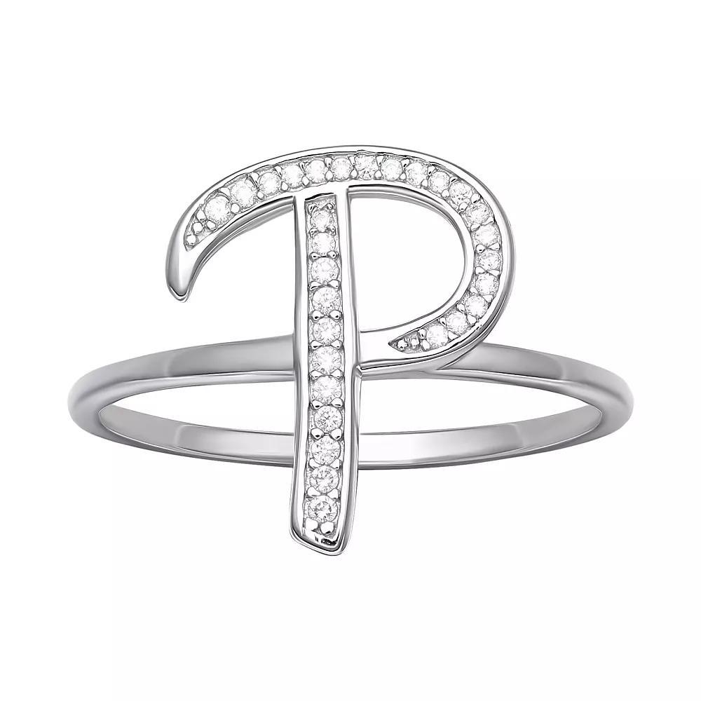 PRIMROSE Sterling Silver Cubic Zirconia Initial Ring, Womens Sterling Silver E Product Image
