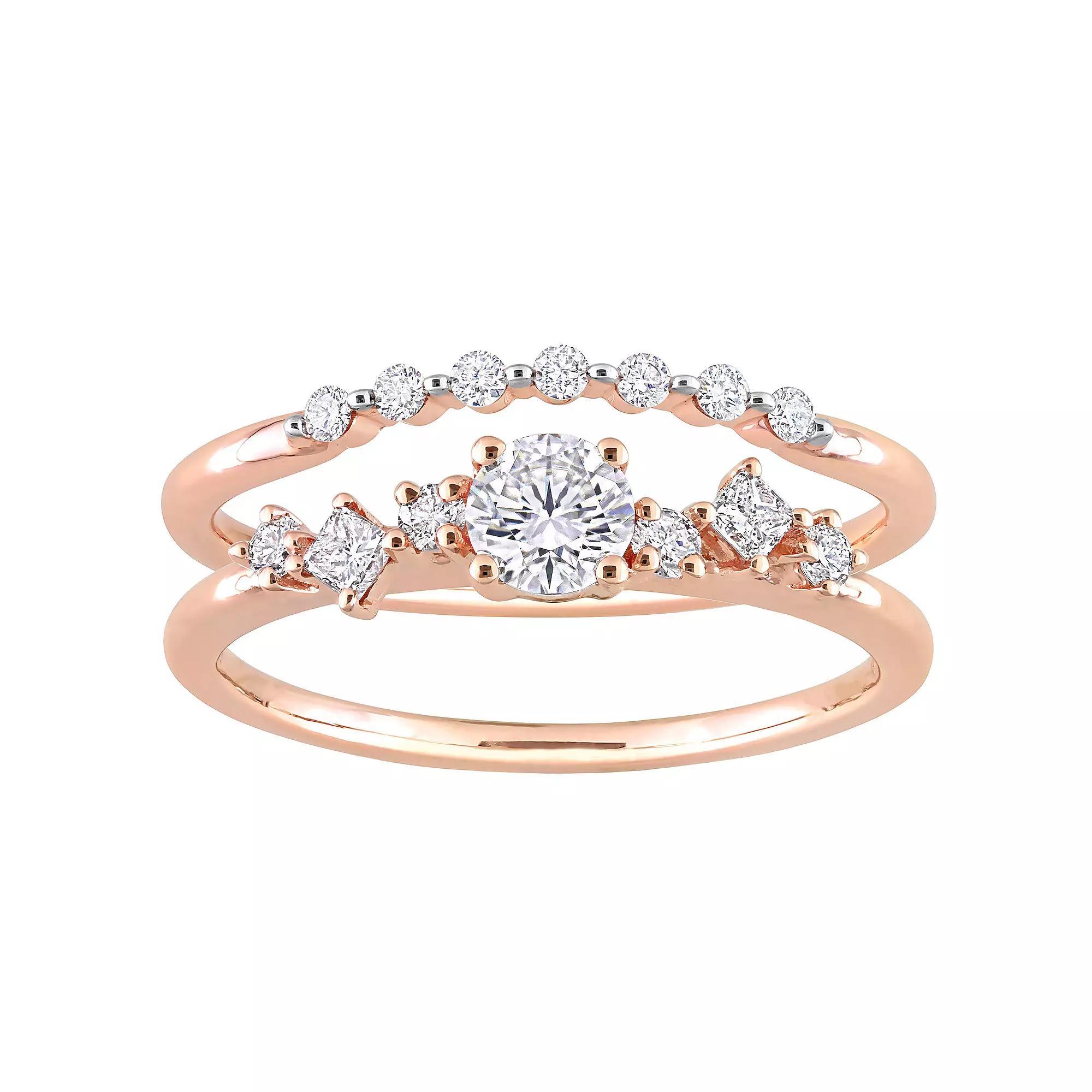 Stella Grace 14k Rose Gold 5/8 Carat T.W Multi-Shape Diamond Bridal Rings Set, Women's, Size: 6.50, 14k Rsgold Product Image