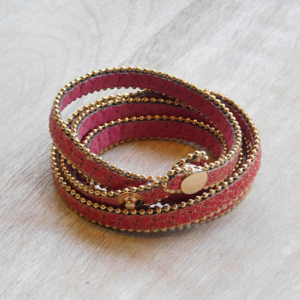 81025X   Long Faux Leather Wrap Bracelet Product Image