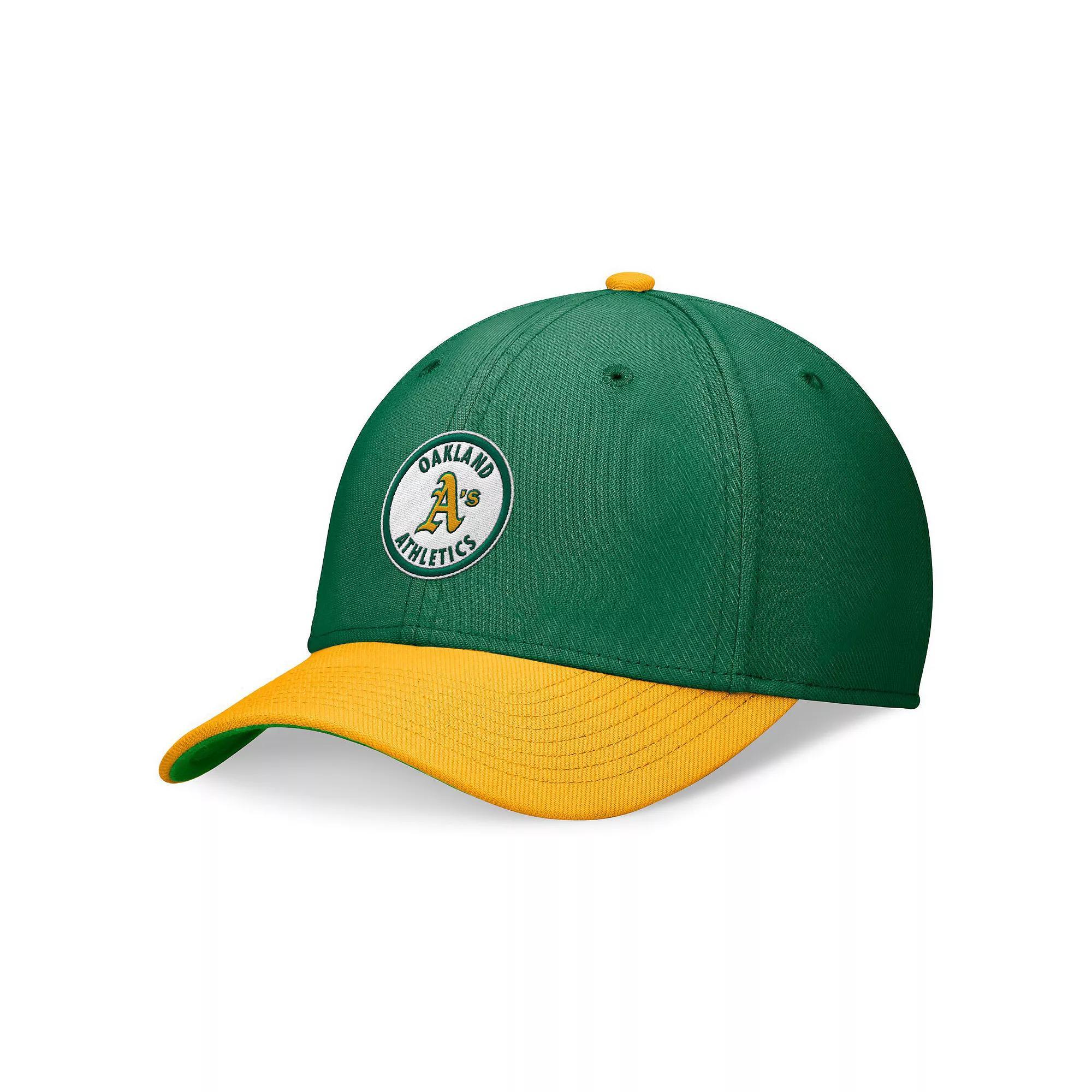 Men's Nike Green/Gold Oakland Athletics Cooperstown Collection Rewind Swooshflex Performance Hat, Size: Small/Medium Product Image