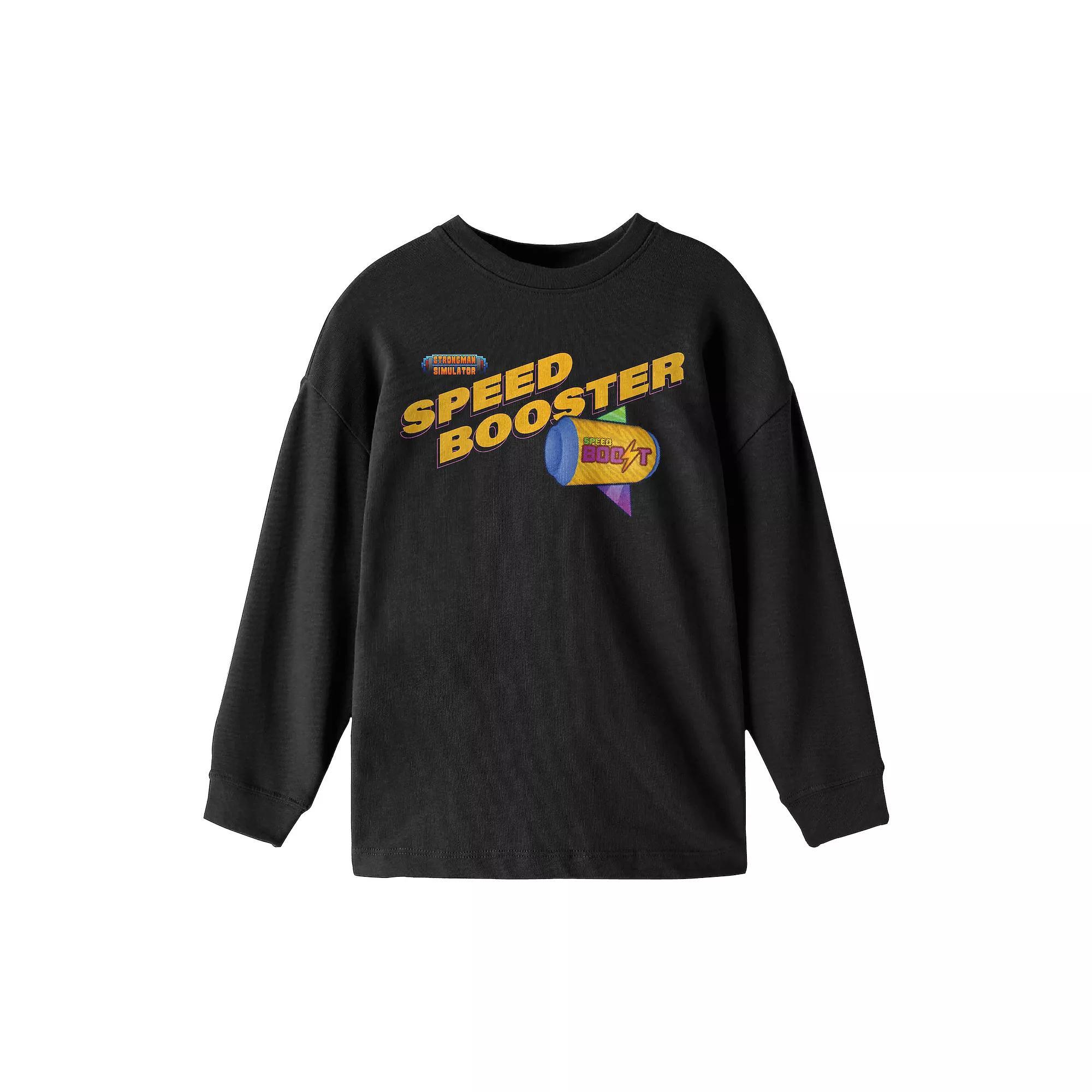 Boys 8-20 Strong Man Simulator Speed Long Sleeve Graphic Tee, Boy's, Size: Large, Black Product Image