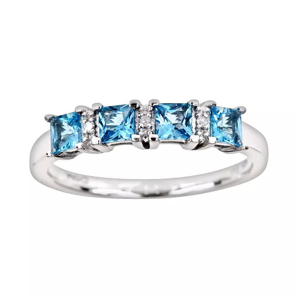 Celebration Gems Sterling Silver Opal & Diamond Accent Rectangle Halo Ring, Womens Product Image
